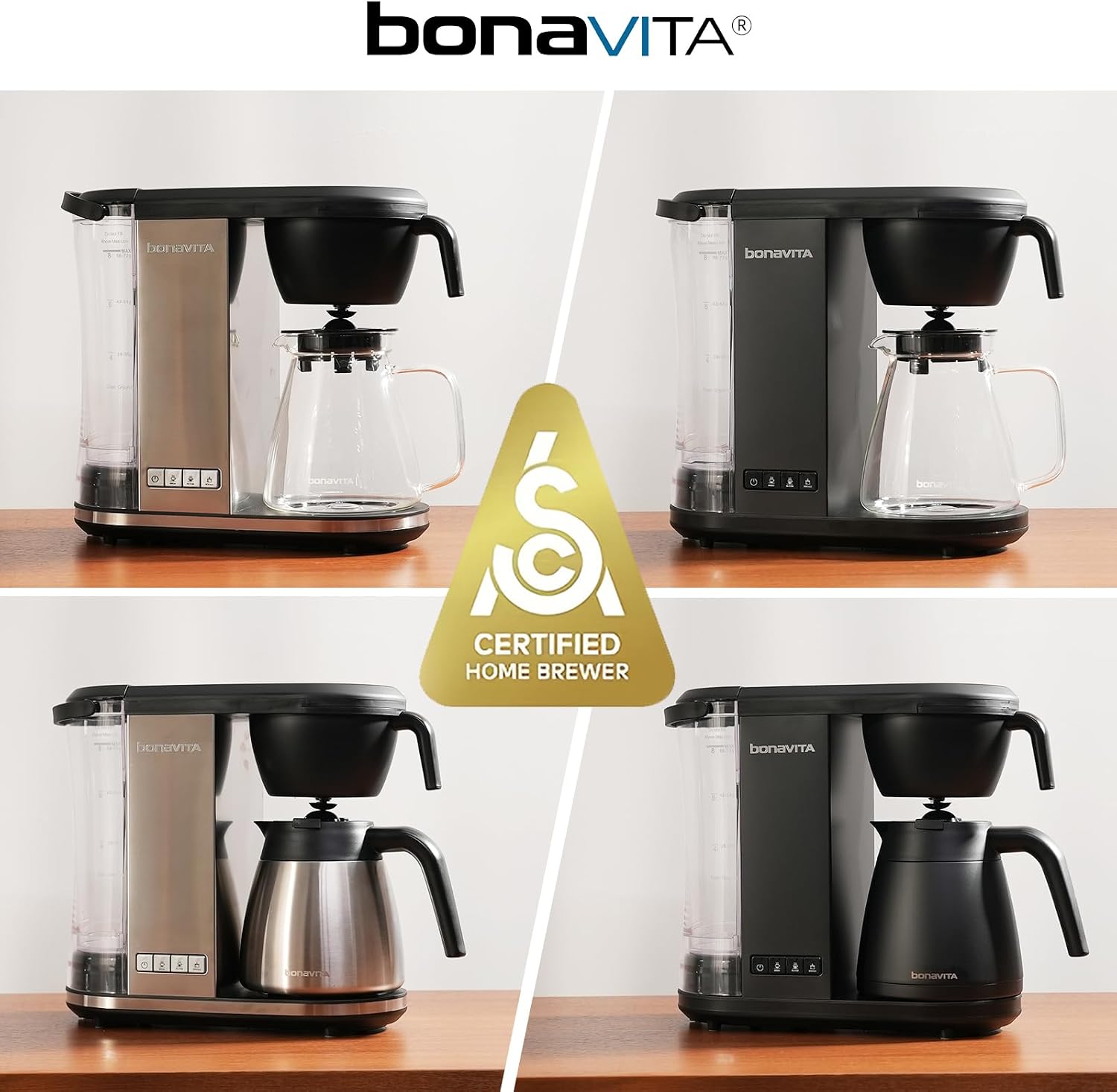 Bonavita Enthusiast 8 Cup Drip Coffee Brewer, Pour Over, SCA Certified Coffee Machine with Glass Carafe, Stainless Steel Panel, Removable Reservoir - Image 7