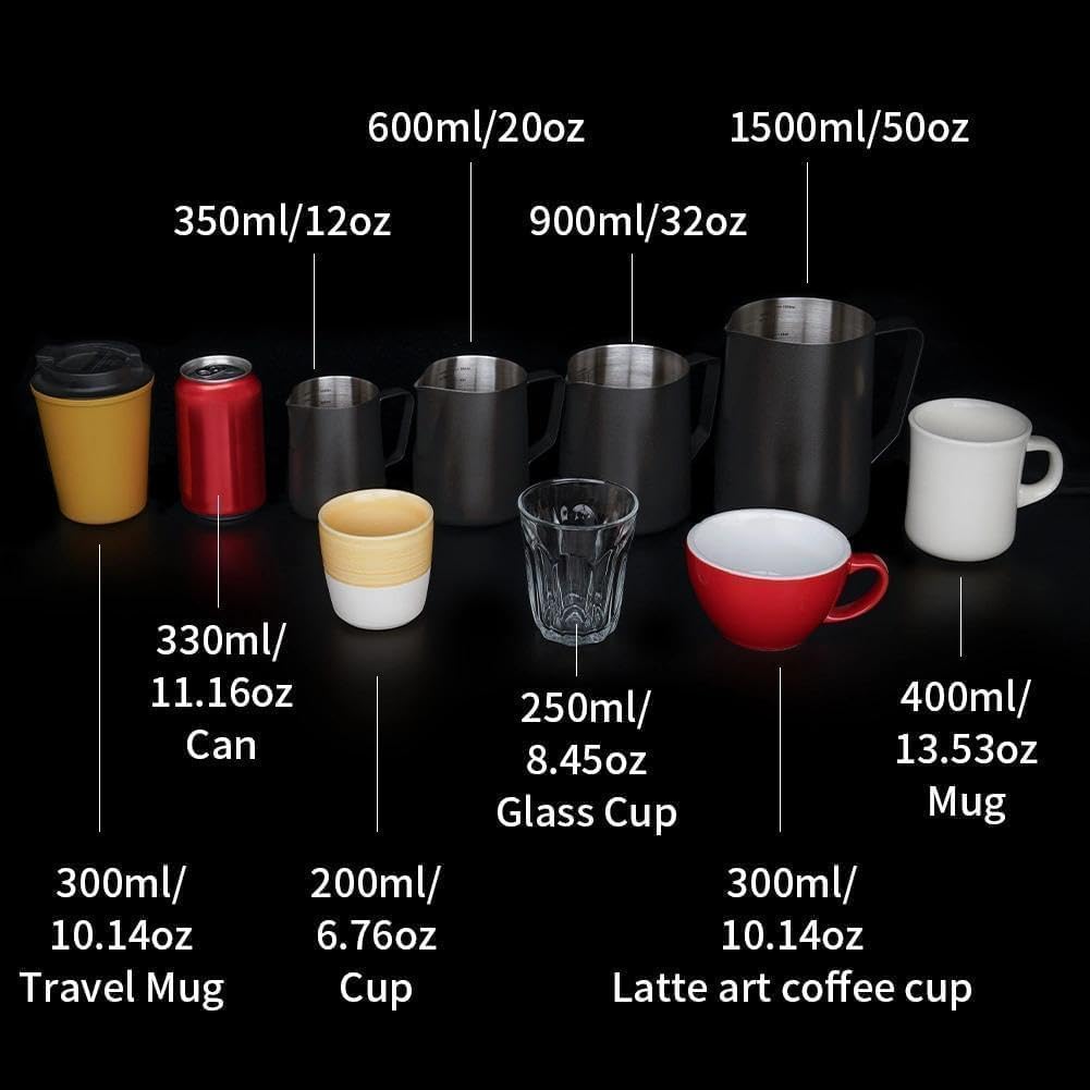 watchget Stainless Steel Milk Frothing Pitcher 12oz/350ml - Espresso Steaming Pitcher for Cappuccino, Latte Art, Coffee Machine Accessories Milk Jug Milk Frother Cup, Matt Silver - Image 9