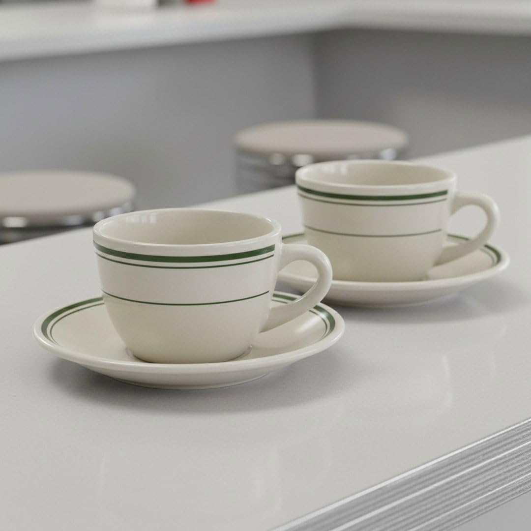 HISTORY COMPANY Original 1950 Classic Jersey Diner Coffee Cup and Saucer, Two 2-Piece Sets - Image 7