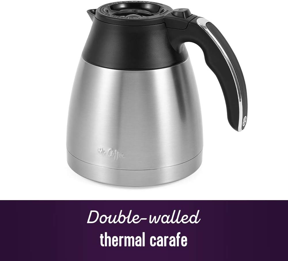 Mr. Coffee 10-Cup Programmable Coffee Maker, Insulated Thermal Carafe, Brew Strength Selection, Brew Now or Later, Stainless Steel - Image 3