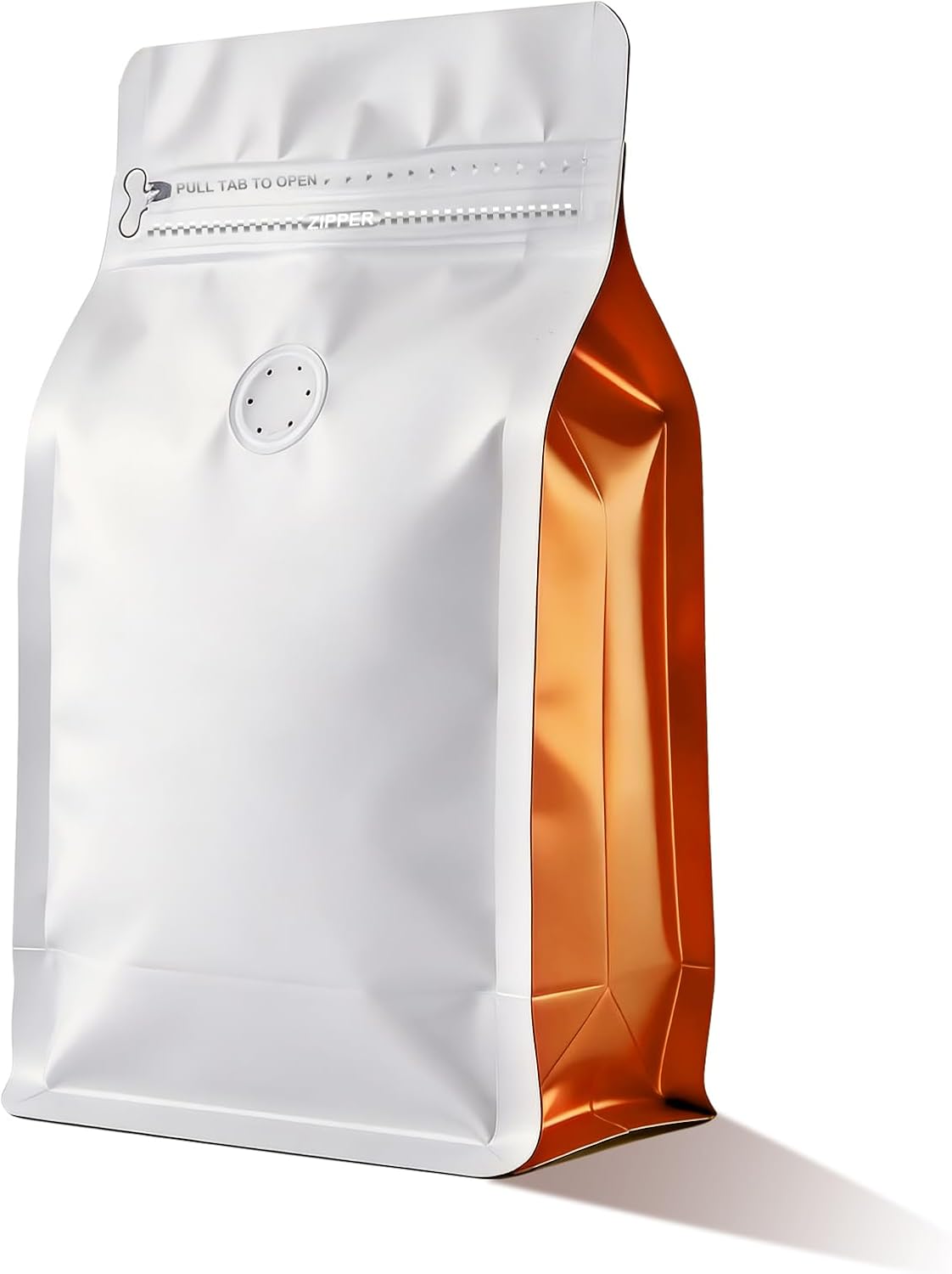 Coffee Bags with Valve(60pcs,16oz,1 lb) Vented Coffee Beans Packaging Bags High Barrier Aluminumed Foil Flat Bottom Heat Sealed Side Zipper Resealable Storage Bag for Home or Business(White+Orange)