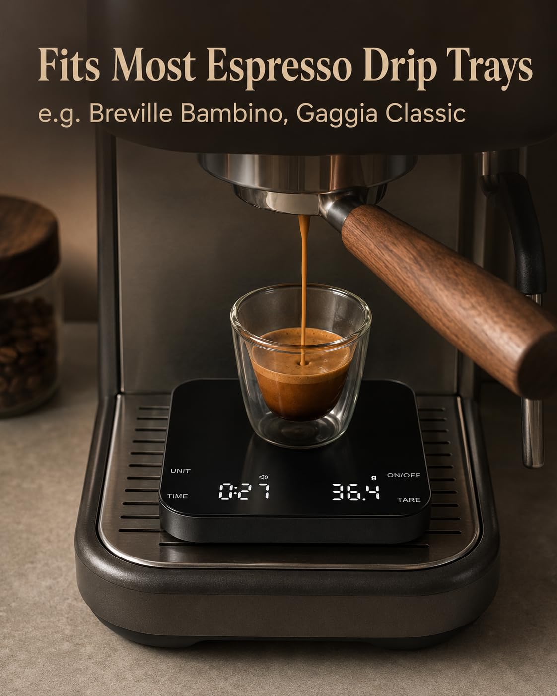 Coffee Scale with Timer, 0.1g Precision Mini Espresso Scale | USB-C Rechargeable Digital Kitchen Gram Meter, 6 Units, Fits Drip Tray, for Pour Over, Barista, Matcha (Black, 0.3-2000g) - Image 2