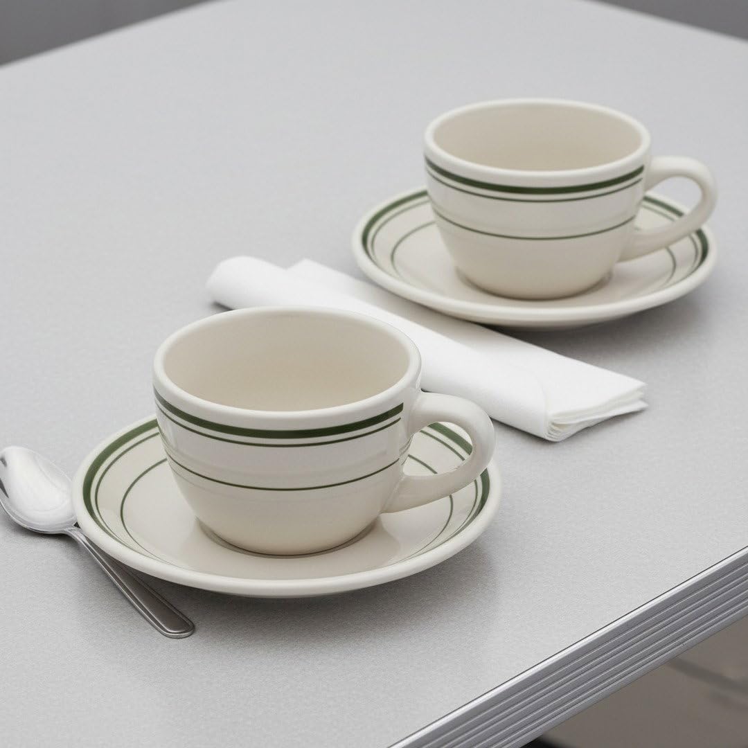 HISTORY COMPANY Original 1950 Classic Jersey Diner Coffee Cup and Saucer, Two 2-Piece Sets - Image 4