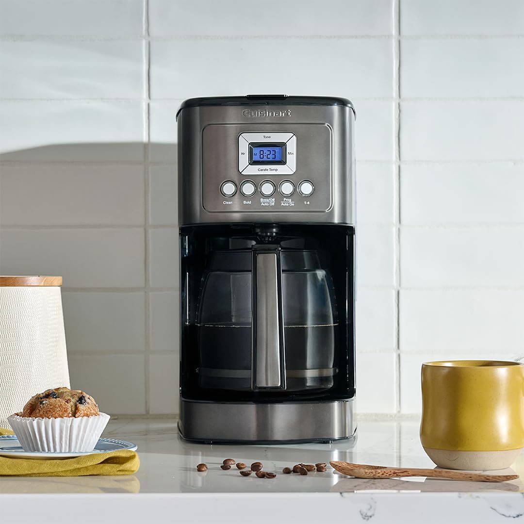 Cuisinart 14-Cup Coffee Maker, Programmable PerfecTemp Glass Carafe Coffee Machine with 1-4 Cup Setting, Brew Strength Control and Pause, Stainless Steel, DCC-3200BKSNAS, Black - Image 2
