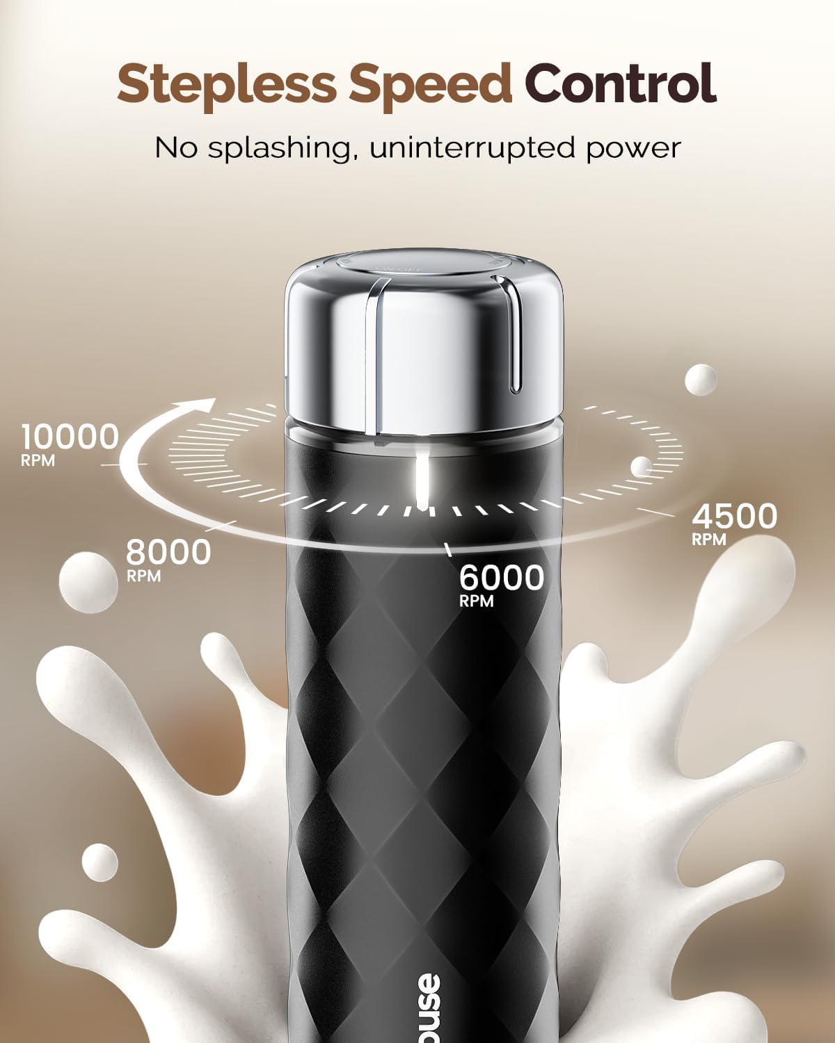 Maestri House Rechargeable Milk Frother with Stepless Speed Control, LunaFro 2.0 Handheld Electric Foam Maker Waterproof Drink Mixer Foamer for Lattes, Cappuccino - Image 3