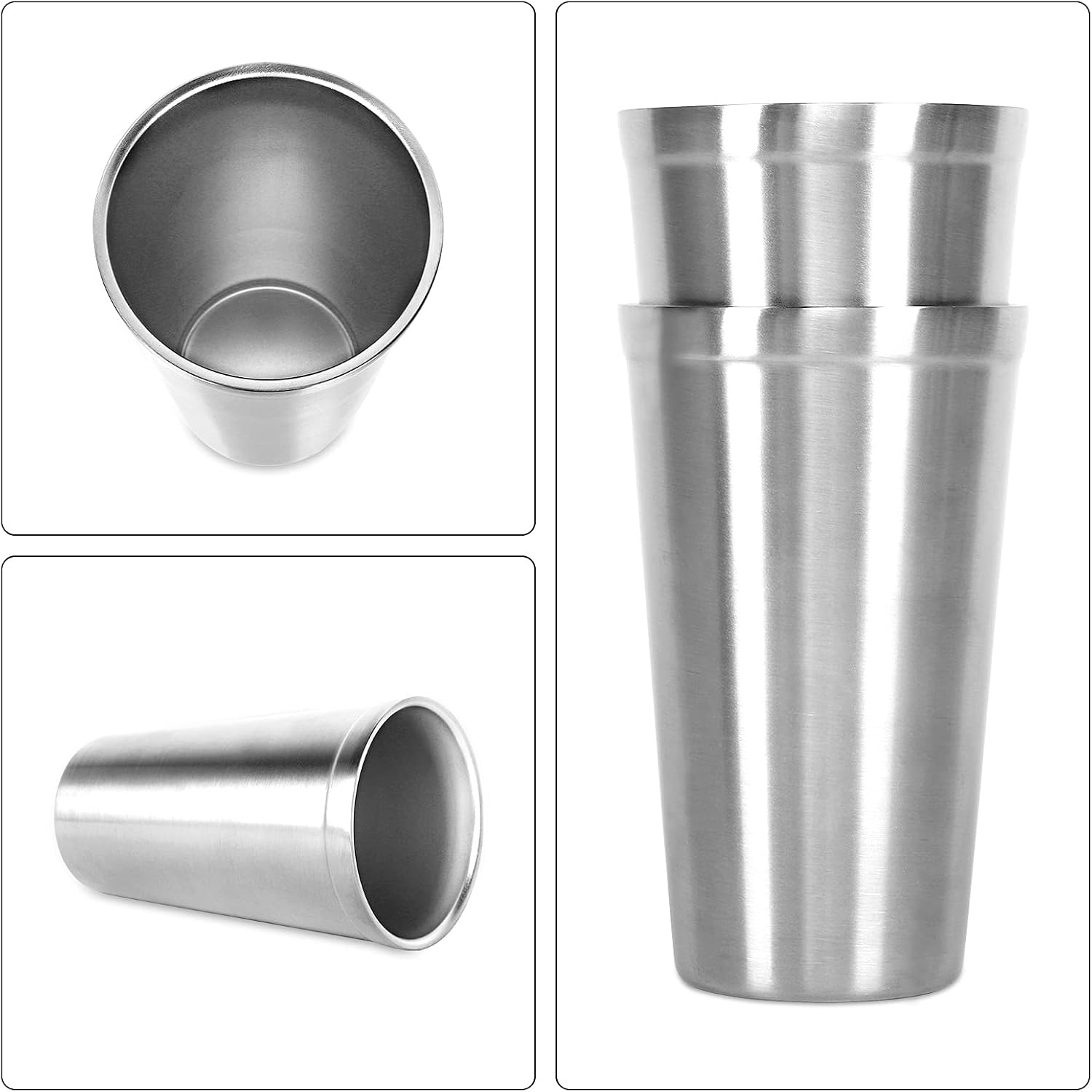 Youda Stainless Steel Double Walled Insulated Cups(Set of 2) Stackable, Coffee Cup/Tea Cup/Chilling Beer Glasses, Great for Kids, for Travel, Outdoor,Camping&Everyday, 16oz(Silver) - Image 6