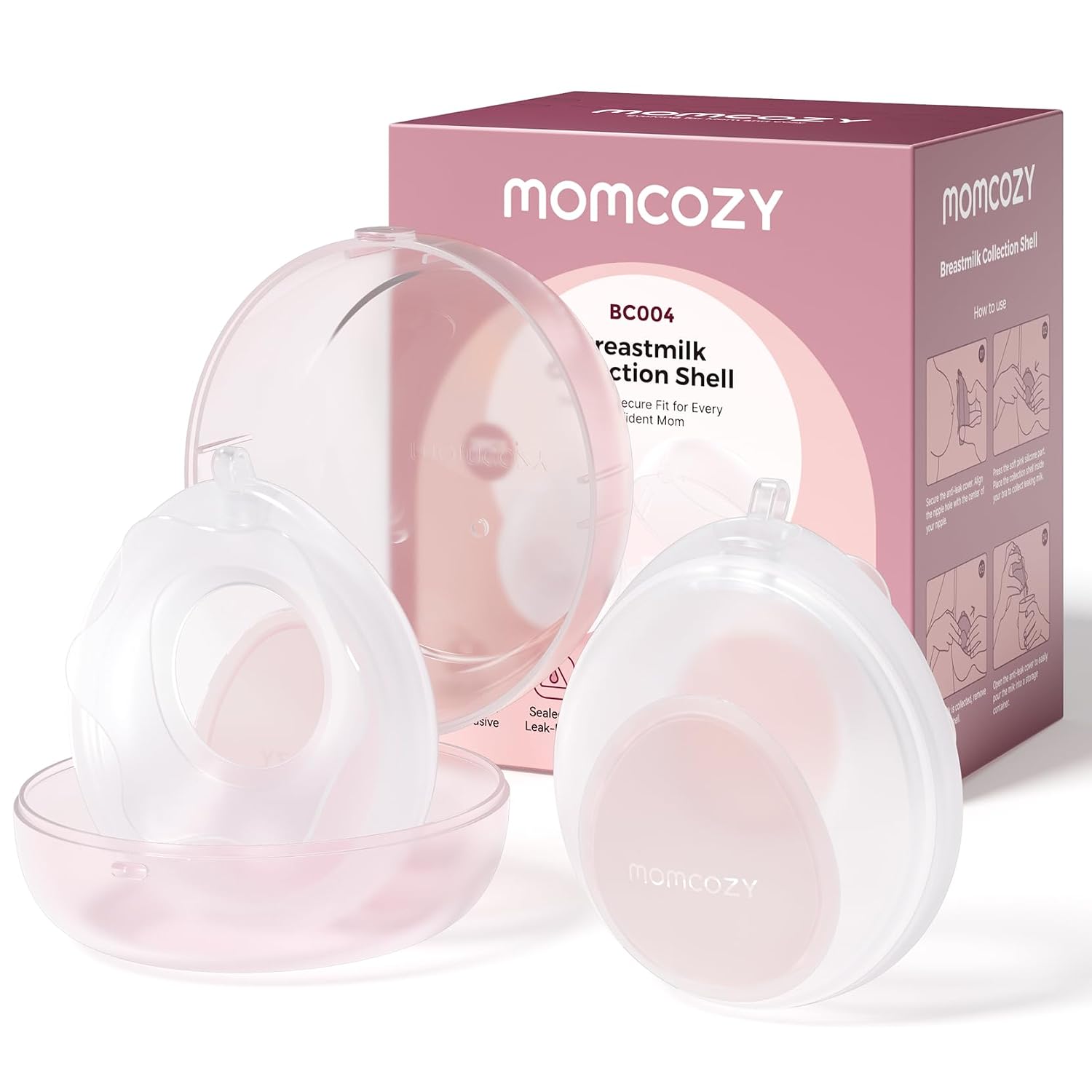 Momcozy Breast Milk Collector, Slim Discreet Waterdrop Silicone Breast Shells for Light Milk Leakage Collection with Storage Case (1oz/30ml, 2PCS) - Image 9