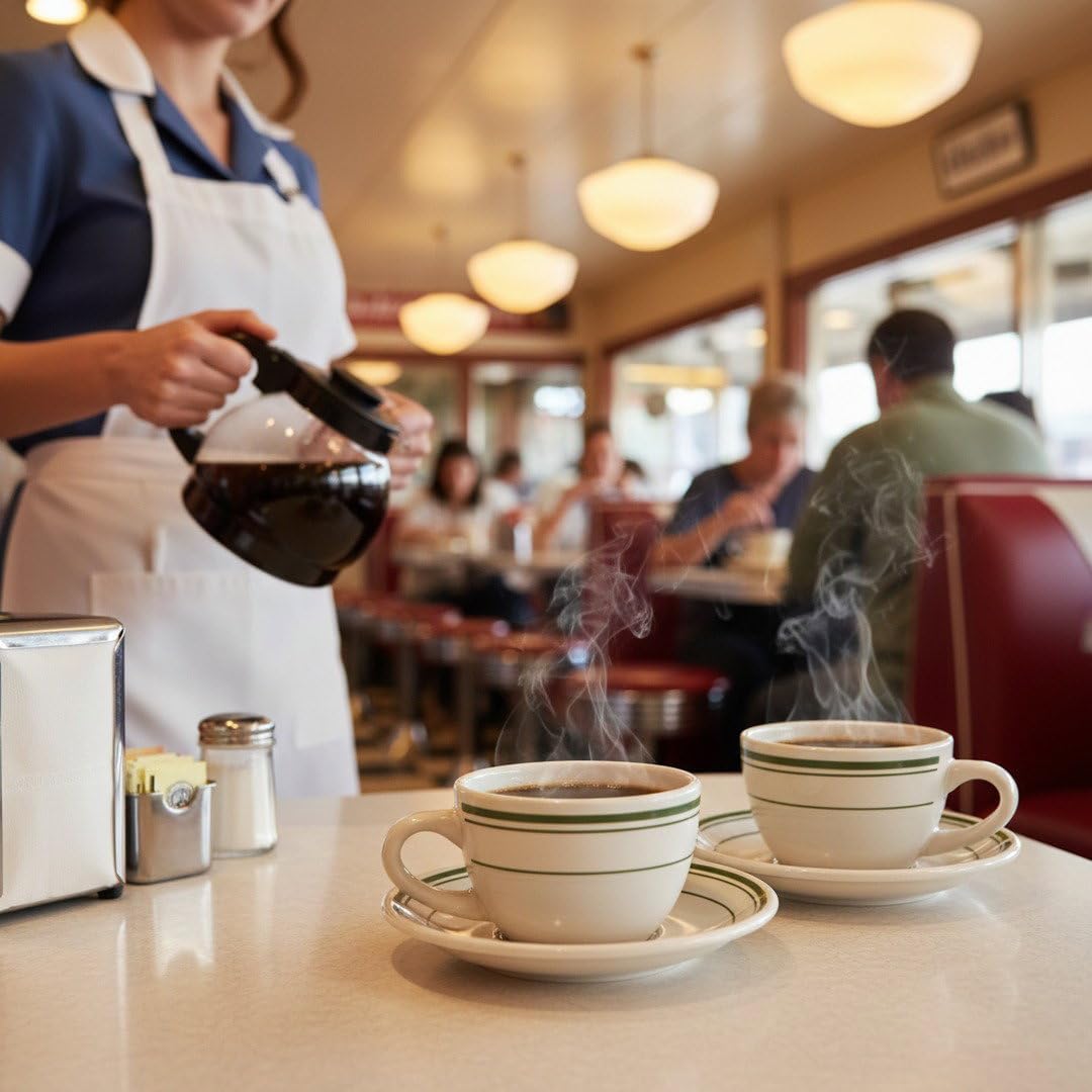 HISTORY COMPANY Original 1950 Classic Jersey Diner Coffee Cup and Saucer, Two 2-Piece Sets - Image 2