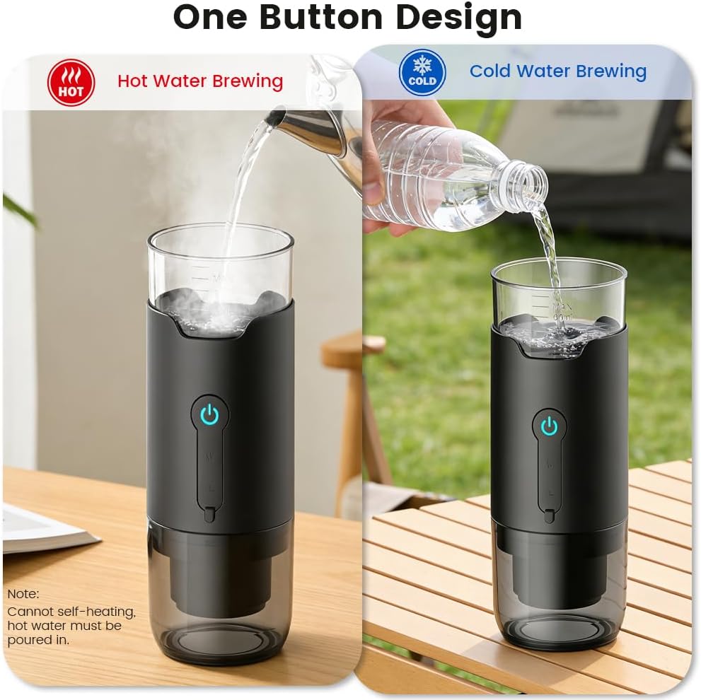 HomeBeyond Portable Electric Espresso Machine, Travel Coffee Maker with Rechargeable Battery, Compatible with Ground Coffee & Capsules (American K-cup & Italian N) for Travel, Camping, Car & Office - Image 3