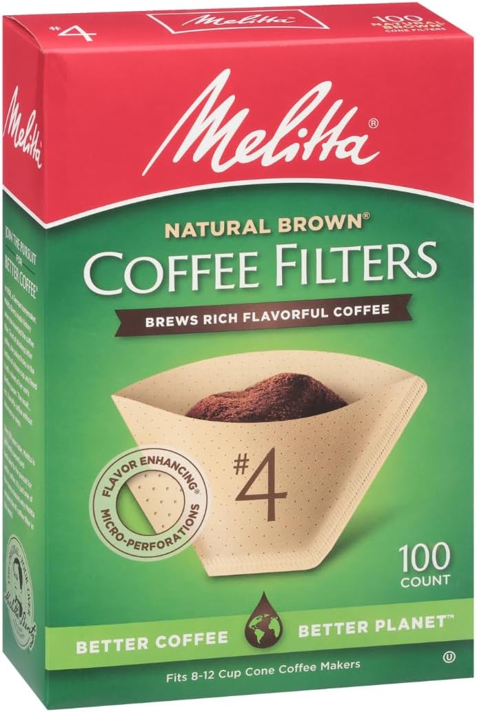 Melitta #4 Unbleached Coffee Filters, Premium, Natural Brown, Flavor Enhancing Coffee Filters for 8-12 Cup Coffee Makers, Kosher Certified, Compostable, 100 Count (Pack of 3) - Image 2