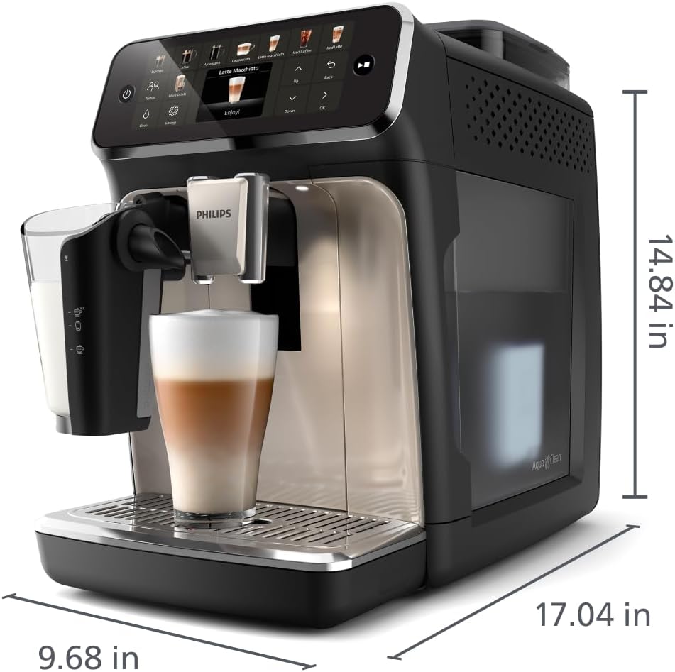 PHILIPS 5500 Series Fully Automatic Espresso Machine, LatteGo Milk System, Integrated Grinder, 20 Hot & Iced Coffee Pre-Sets, Quick Start, SilentBrew, 15-Bar Pressure, Black Chrome (EP5544/94) - Image 10