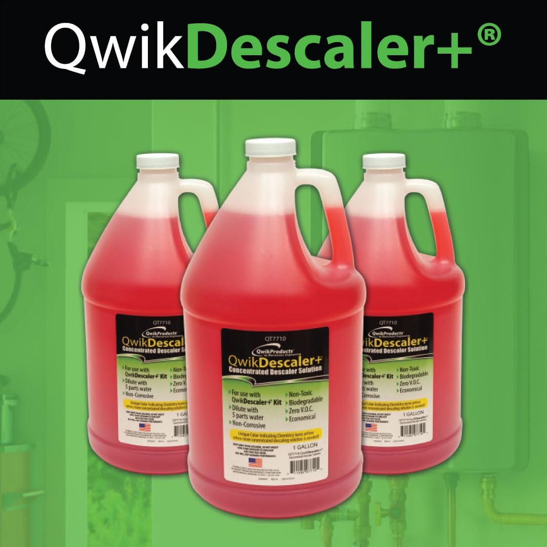 QwikProducts QwikDescaler + Concentrated Descaler Solution, Tankless Water Heater Descaling Solvent for Heat Exchanger, Quickly Dissolves Scale, Lime, Tarnish and Deposits, 1 Gallon - Image 2