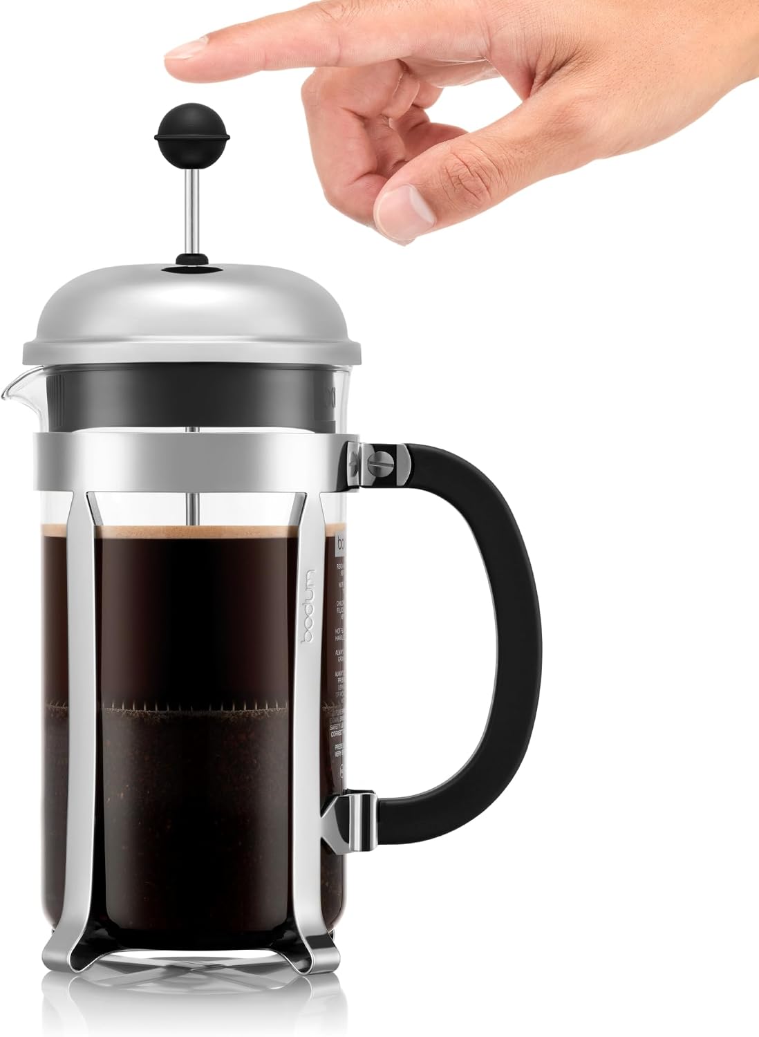 Bodum 34oz Chambord French Press Coffee Maker, High-Heat Borosilicate Glass, Polished Stainless Steel – Made in Portugal - Image 4