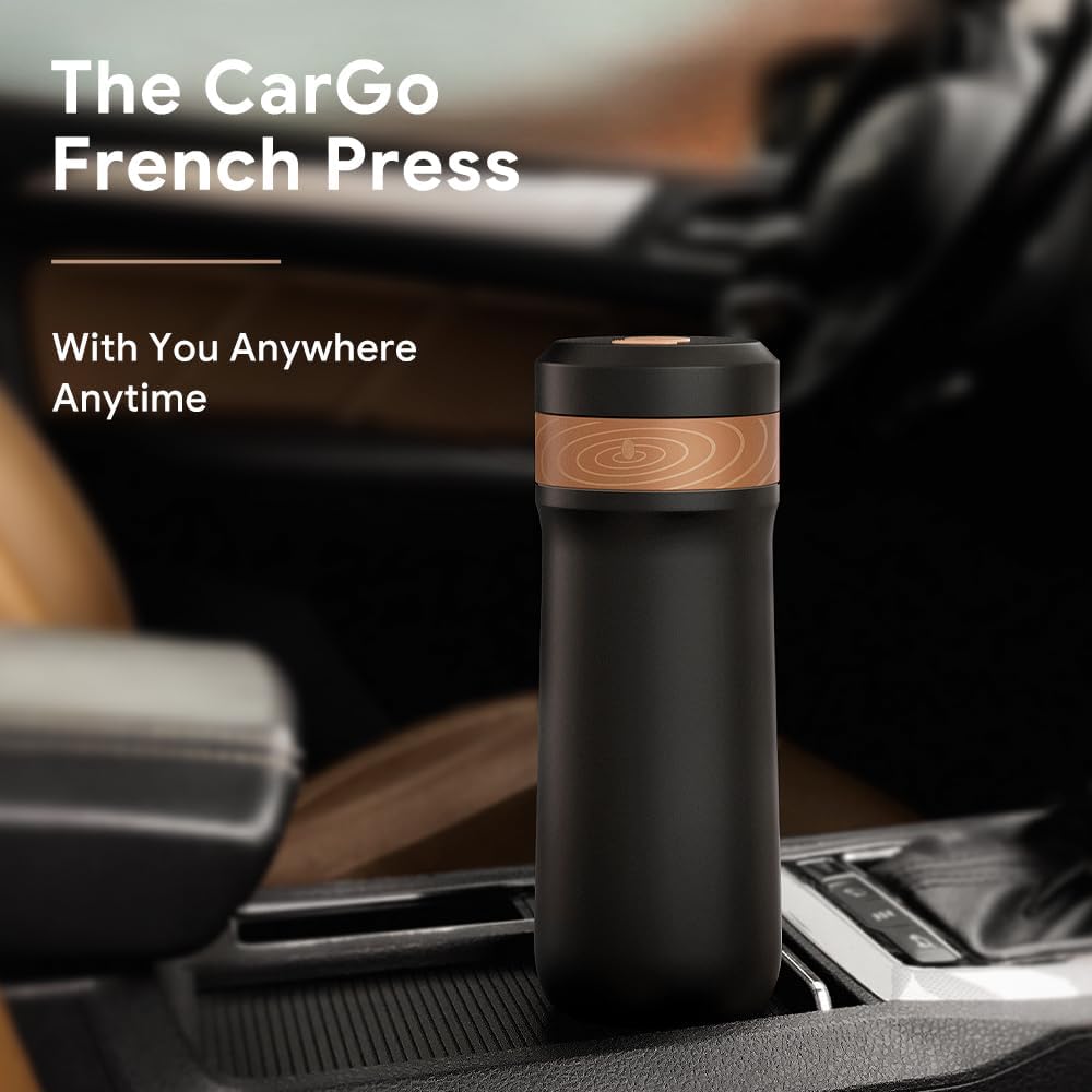 RECAFIMIL Portable French Press Stainless Steel Coffee Maker Travel French Press Insulated Bottle Cup - 320ml Portable Coffee Maker with Double Wall Insulation, Ideal for On - the - go Coffee Lovers - Image 3