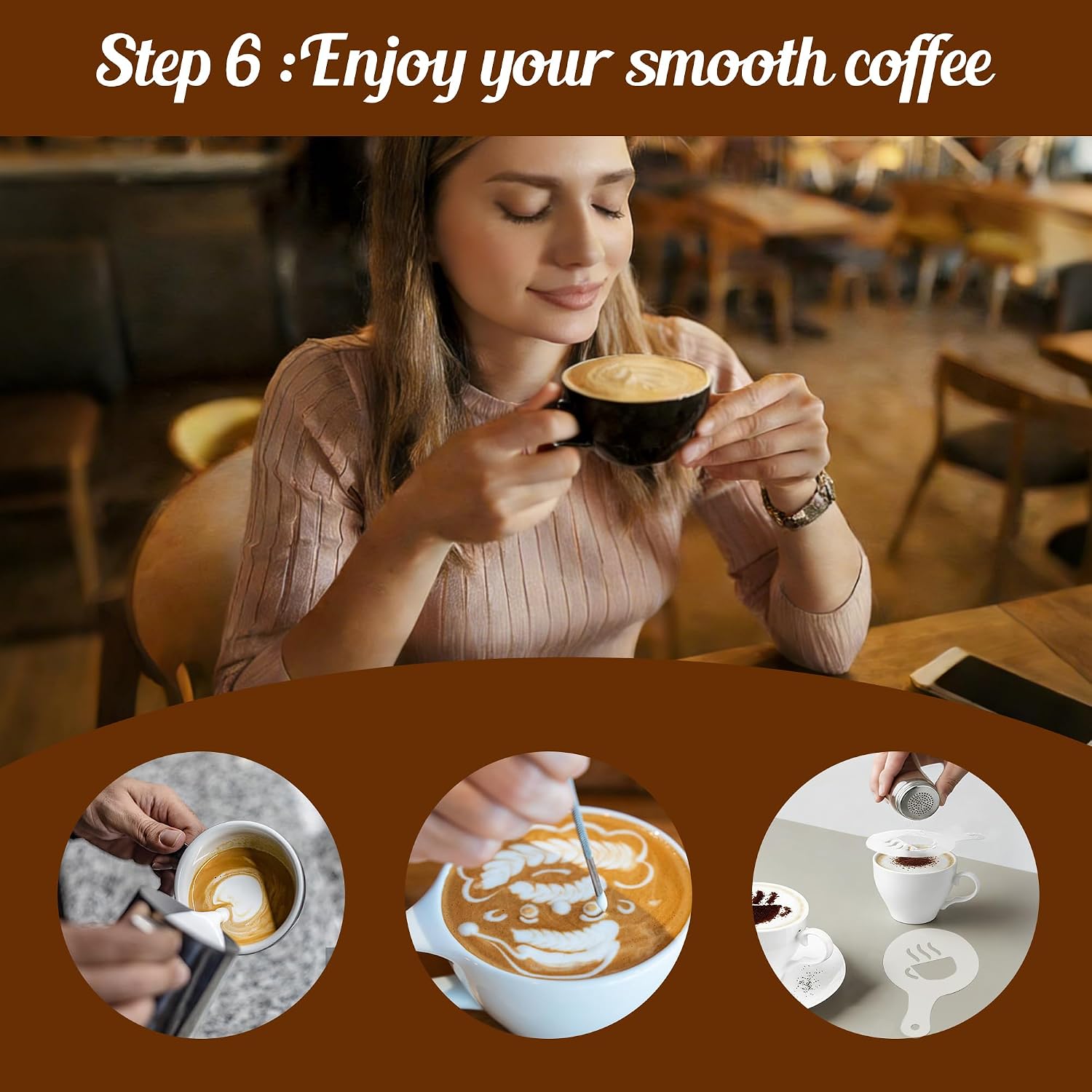 28-Piece 51mm Espresso Accessories Kit with Wood Tamping Station | Wood tamping station with tamper, distributor, WDT tool, dosing funnel, milk pitcher, puck screen and latte art accessories - Image 9