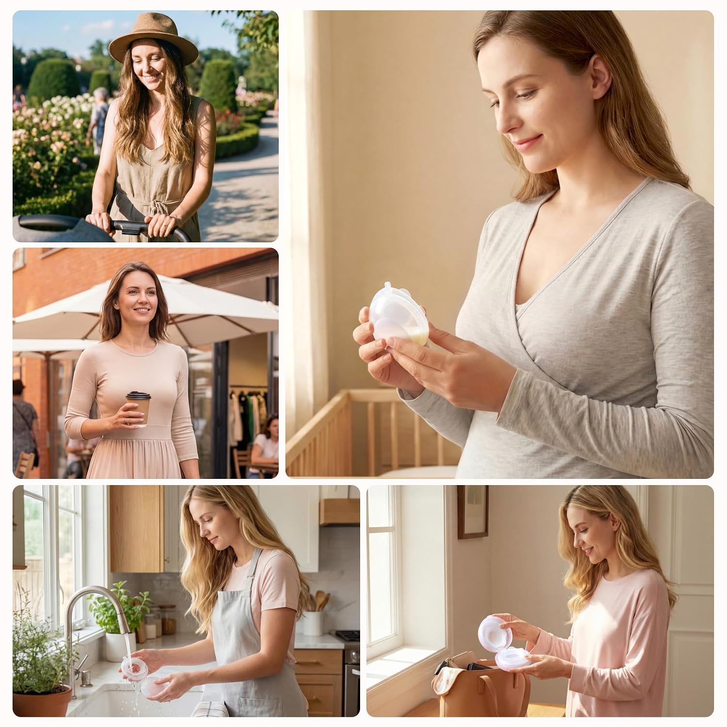 Momcozy Breast Milk Collector, Slim Discreet Waterdrop Silicone Breast Shells for Light Milk Leakage Collection with Storage Case (1oz/30ml, 2PCS) - Image 7