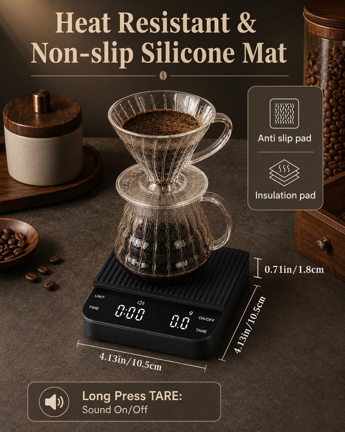 Coffee Scale with Timer, 0.1g Precision Mini Espresso Scale | USB-C Rechargeable Digital Kitchen Gram Meter, 6 Units, Fits Drip Tray, for Pour Over, Barista, Matcha (Black, 0.3-2000g) - Image 7