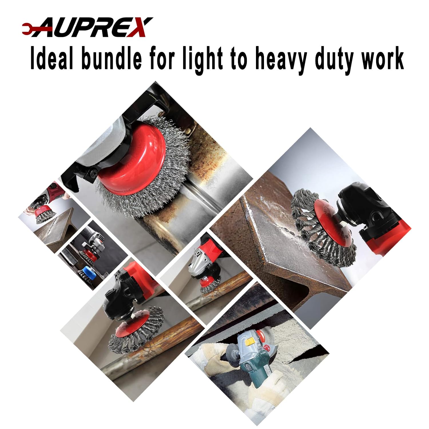 AUPREX 4 Pack Wire Wheel & Cup Brush Set for 4 1/2 Angle Grinder, 5/8"-11 Threaded Arbor, Heavy Duty Carbon Steel Wire Brush for Rust Removal, Paint Stripping & Polishing, Fits Most Grinders - Image 6