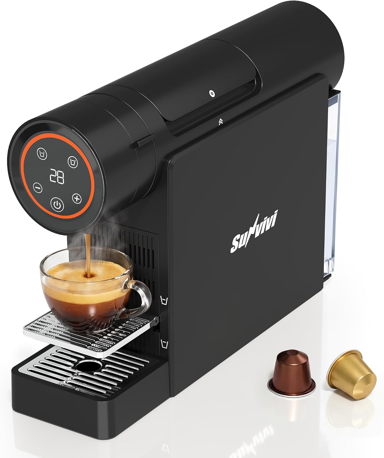 SUNVIVI Espresso Pod Machine for Home, Capsule Coffee Maker for NS Original Pods, 20 Bar Single Serve Mini Pod Maker with 22oz Removable Water Tank, Adjustable Cup Tray for Home & Office, Black