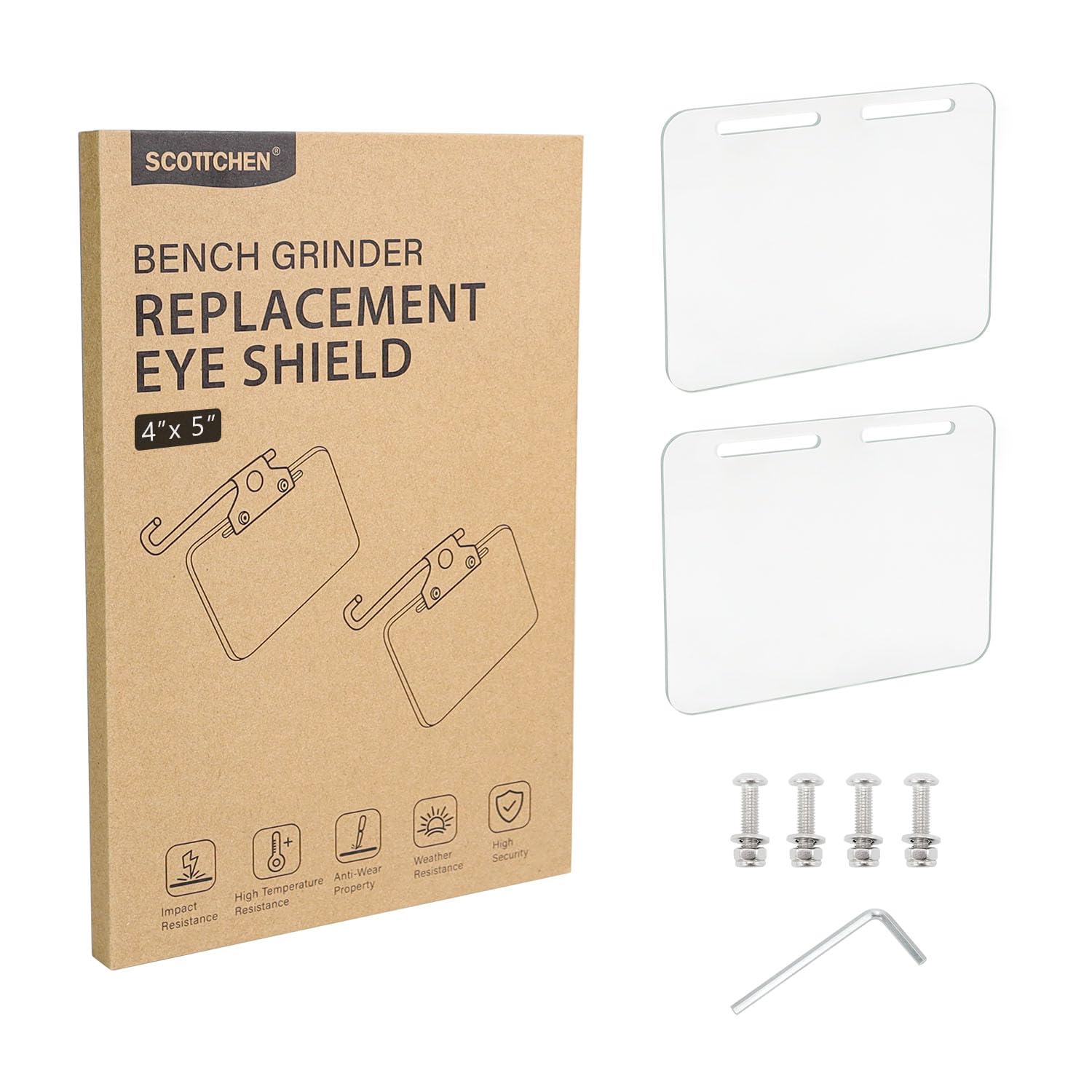 SCOTTCHEN Tempered Glass Bench Grinder Replacement Eye Shield, 4”x 5”, bench grinder Safety Shields,bench grinder Protective Cover-2 Pcs - Image 8