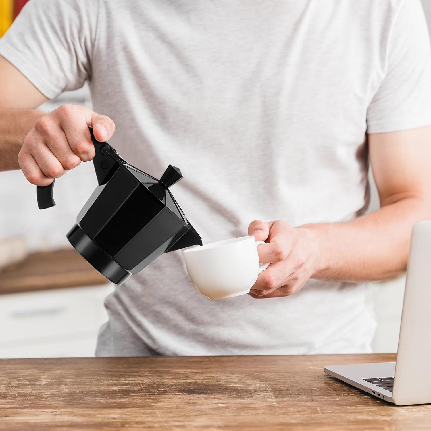 Coffee Pot 6 Cup Electric Espresso Coffee Maker Italian Moka Maker 300ml Portable Aluminum Espresso Machine Cafetera Moka Pot with Detachable Base, Gift for Home Travel(Black) - Image 6