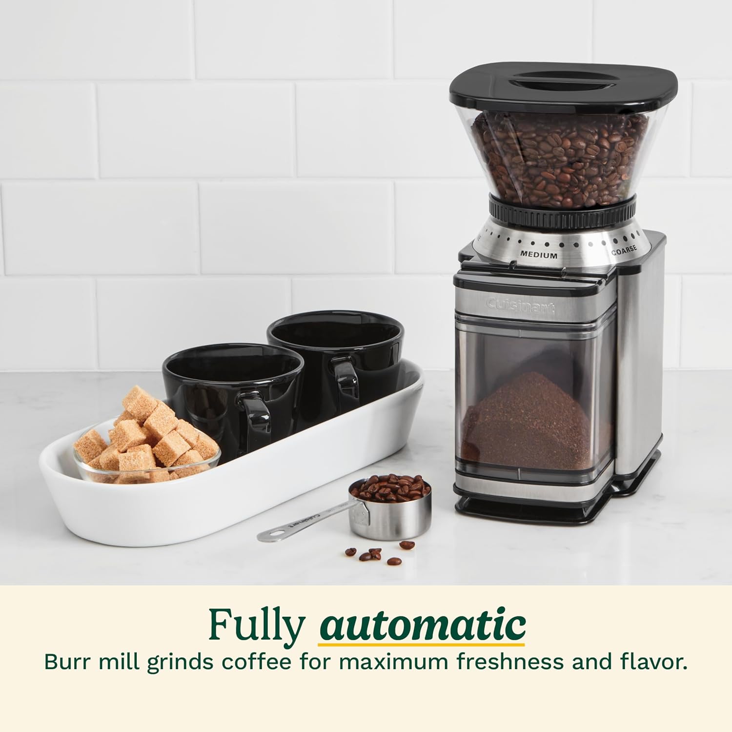 Cuisinart Coffee Grinder, Electric One-Touch Automatic Burr Coffee Grinder with 18-Position Grind Selector, Cup Size Selector for 4 – 18 Cups, DBM-8P1, Black Stainless - Image 3