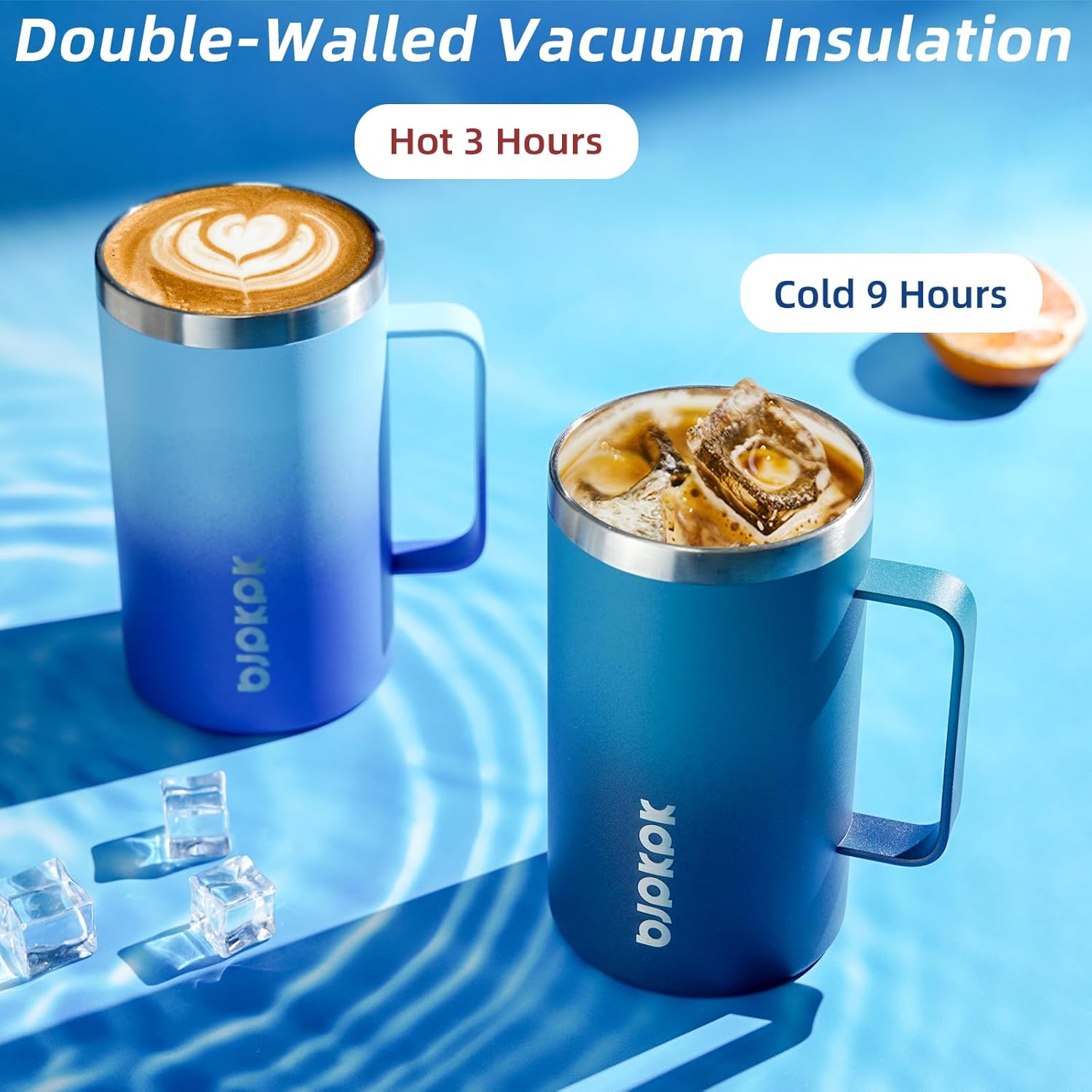 BJPKPK 25oz Insulated Coffee Mug with Handle, Stainless Steel Travel Mug | Keeps Drinks Hot & Cold, Double Wall Vacuum, 2 Lids Included, BPA-Free Coffee Tumbler for Home, Office & Travel - Image 4