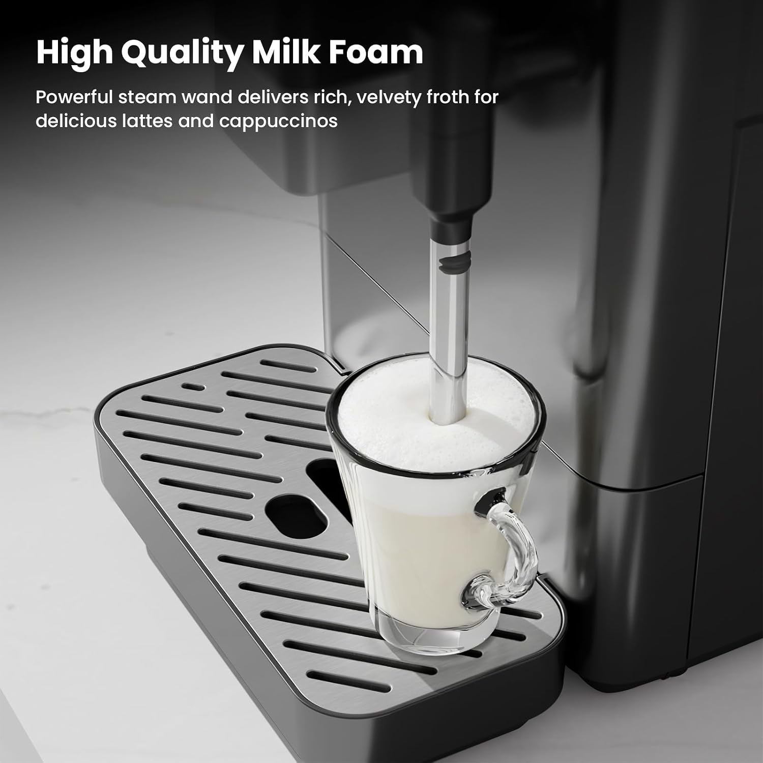 Kismile 20 Bar Automatic Espresso Machine, All-in-One Grind and Brew Coffee Maker with Built-in Grinder, Cappuccino Machines with Milk Frother, One-Touch Americano and Lattes for Home/Office/Gift - Image 5