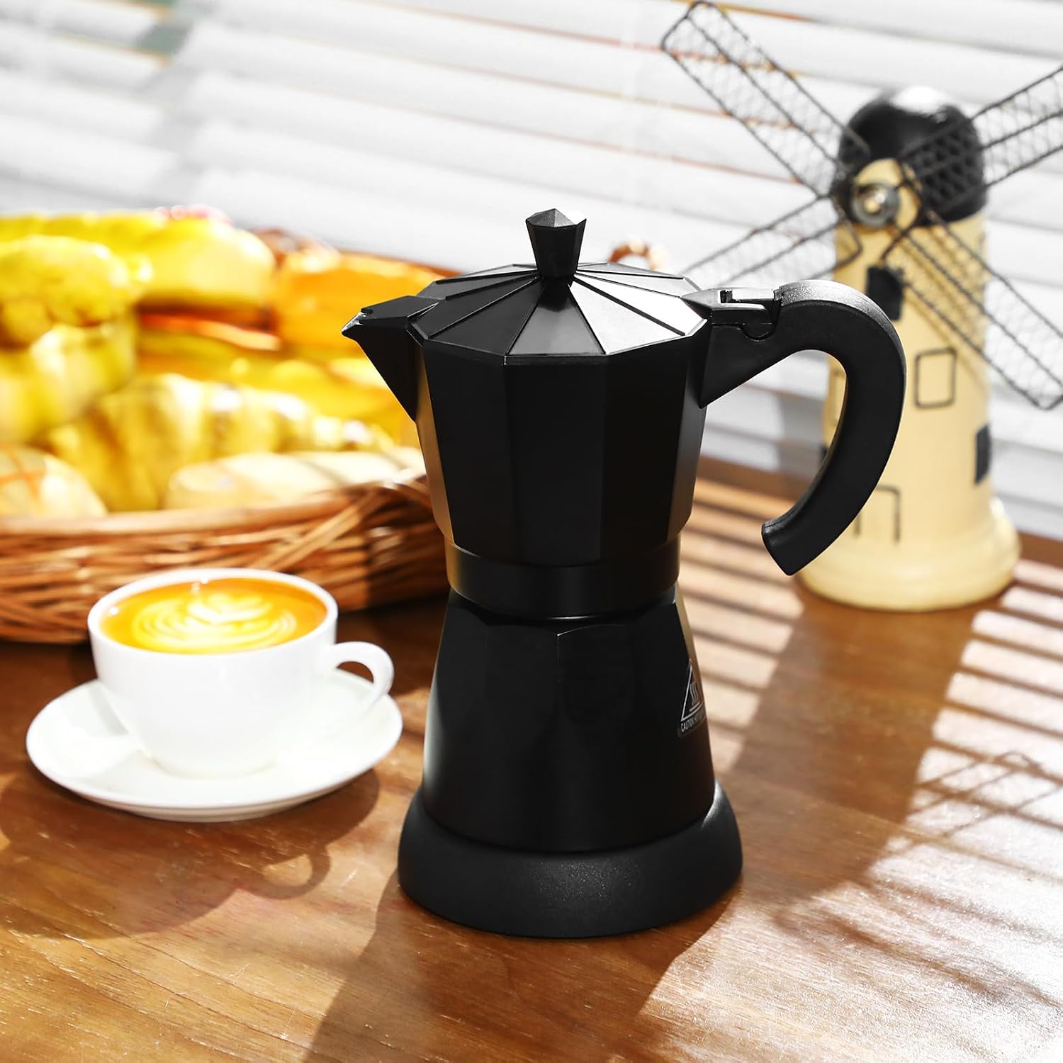 Coffee Pot 6 Cup Electric Espresso Coffee Maker Italian Moka Maker 300ml Portable Aluminum Espresso Machine Cafetera Moka Pot with Detachable Base, Gift for Home Travel(Black) - Image 7