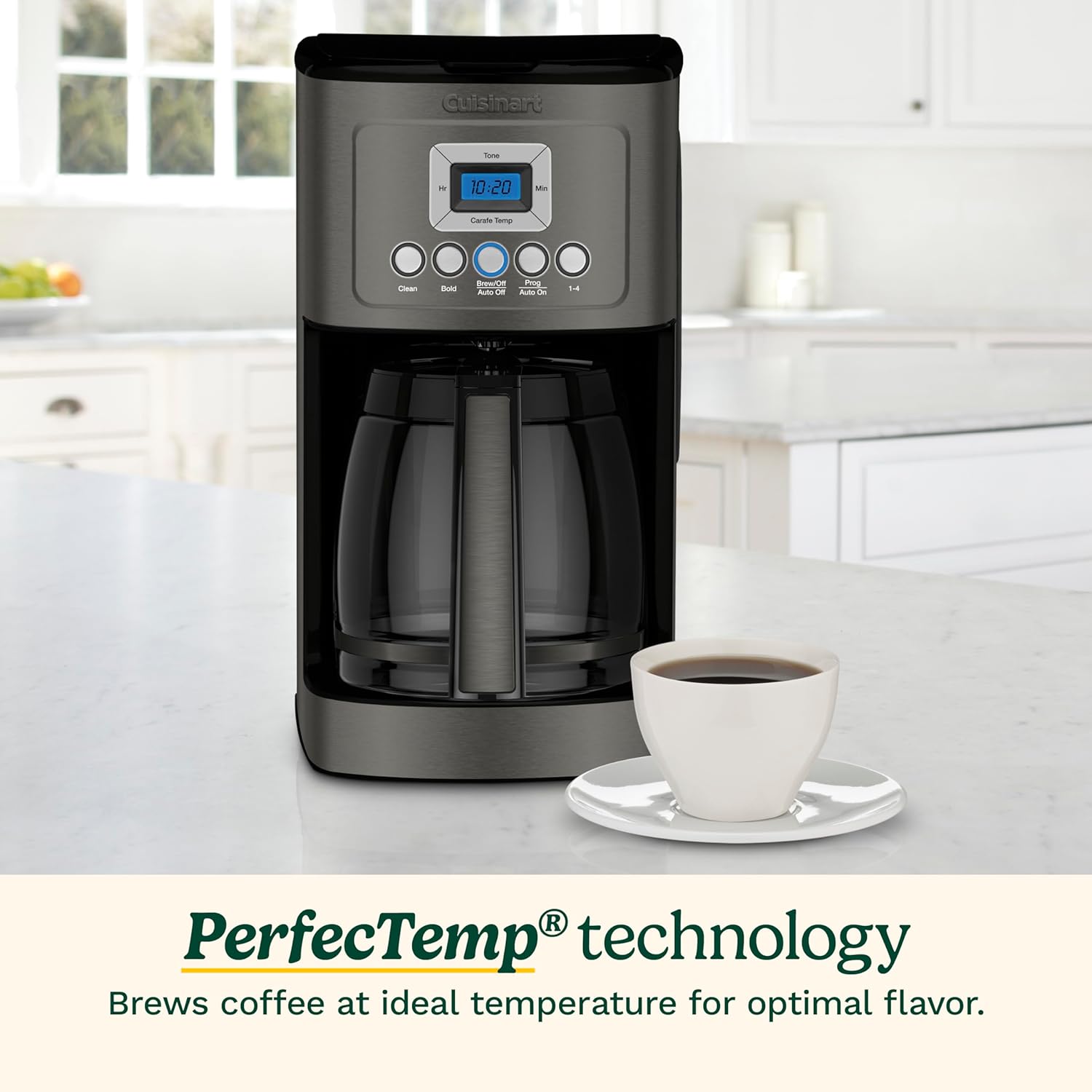 Cuisinart 14-Cup Coffee Maker, Programmable PerfecTemp Glass Carafe Coffee Machine with 1-4 Cup Setting, Brew Strength Control and Pause, Stainless Steel, DCC-3200BKSNAS, Black - Image 3