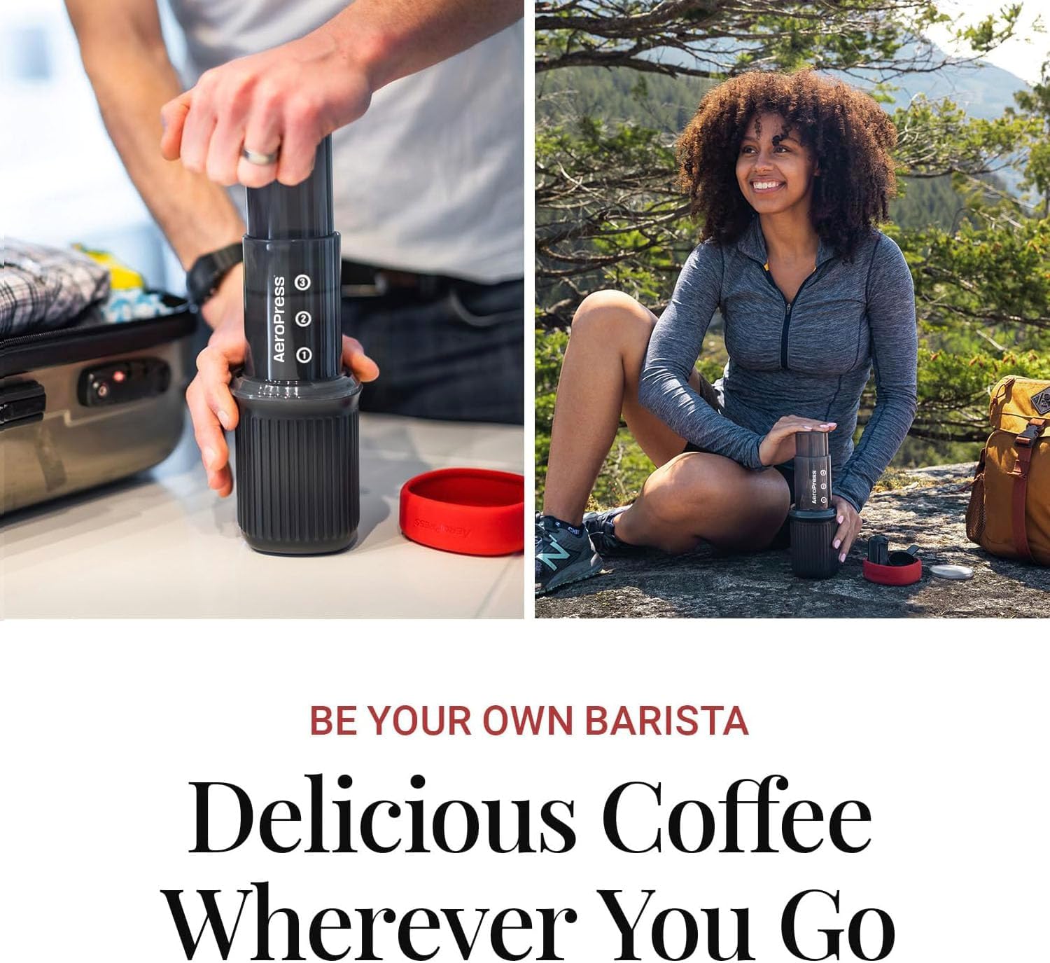 AeroPress Go, Extra Small Portable Coffee Maker Kit, Travel, Hiking & Camping, All-in-One French Press, Pour-Over & Espresso Style Manual Brewer, 2 Min Brew Makes a Less Bitter, More Flavorful Cup - Image 2