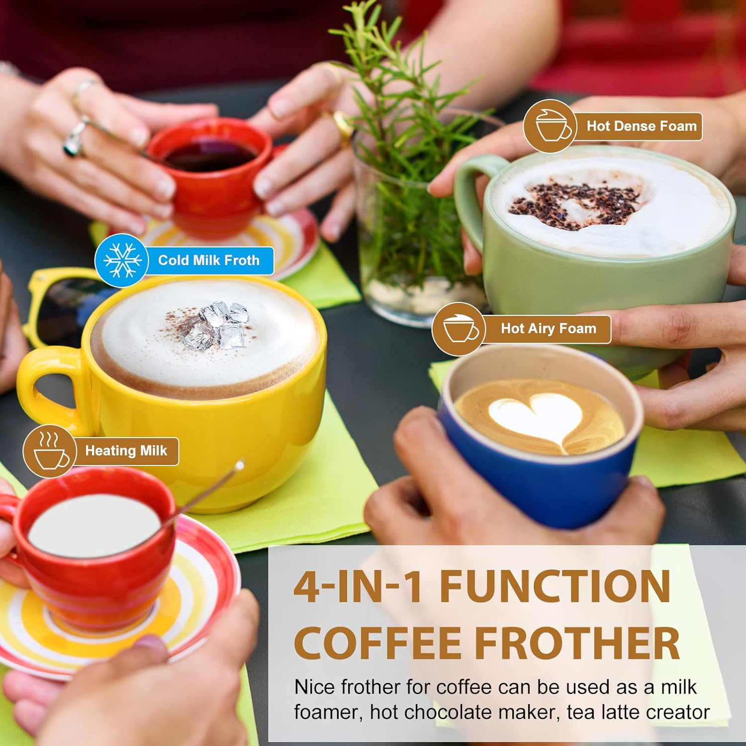 BIZEWO Milk Frother Electric, Warm and Cold Milk Steamer, 4 IN 1 Automatic Milk Warmer Stainless Steel with Touch Screen for Coffee, Latte, Macchiato, Cappuccino, Hot Chocolate - Image 2