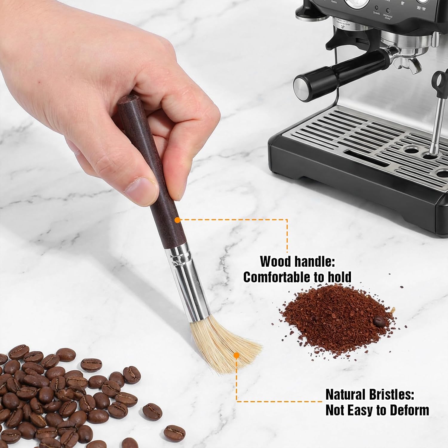 3 Pack Coffee Grinder Cleaning Brush Barista Brushes Espresso Brush Accessories Fluffy Soft Bristles Brushes Wood Handle Machine Cleaning Bean Grain Coffee Tool for Barista Home Kitchen - Image 4