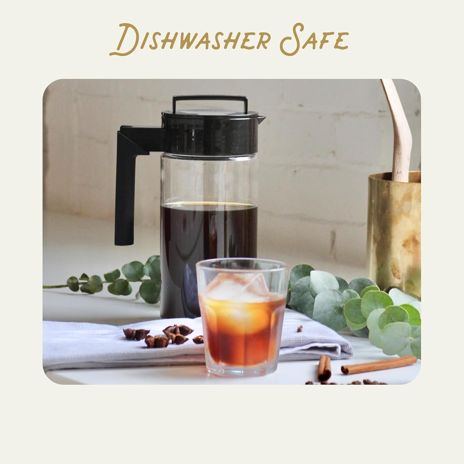 Takeya Deluxe Cold Brew Coffee Maker - BPA-Free Tritan Pitcher with Airtight Leakproof Lid, Silicone Grip Handle, Fine-Mesh Filter - Shatter-Proof, Dishwasher Safe, Made in USA - 1 Quart/Black - Image 4
