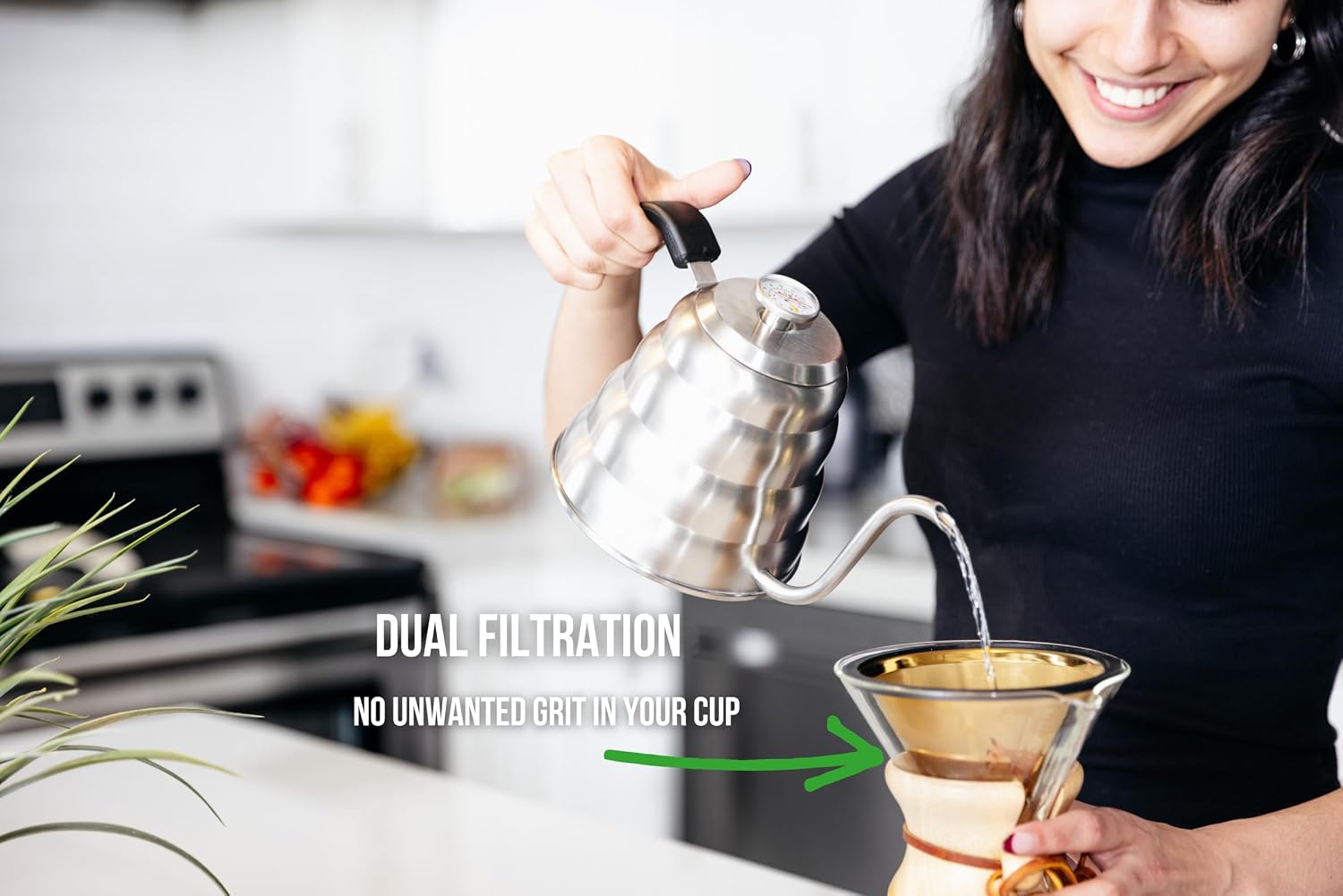 Barista Warrior Reusable Coffee Filter - Stainless Steel Pour Over Dripper, Compatible for Chemex, Hario V60 & Drippers, Easy to Clean Flavorful Brew Fine Mesh Coffee Filter - Gold Titanium Coated - Image 12