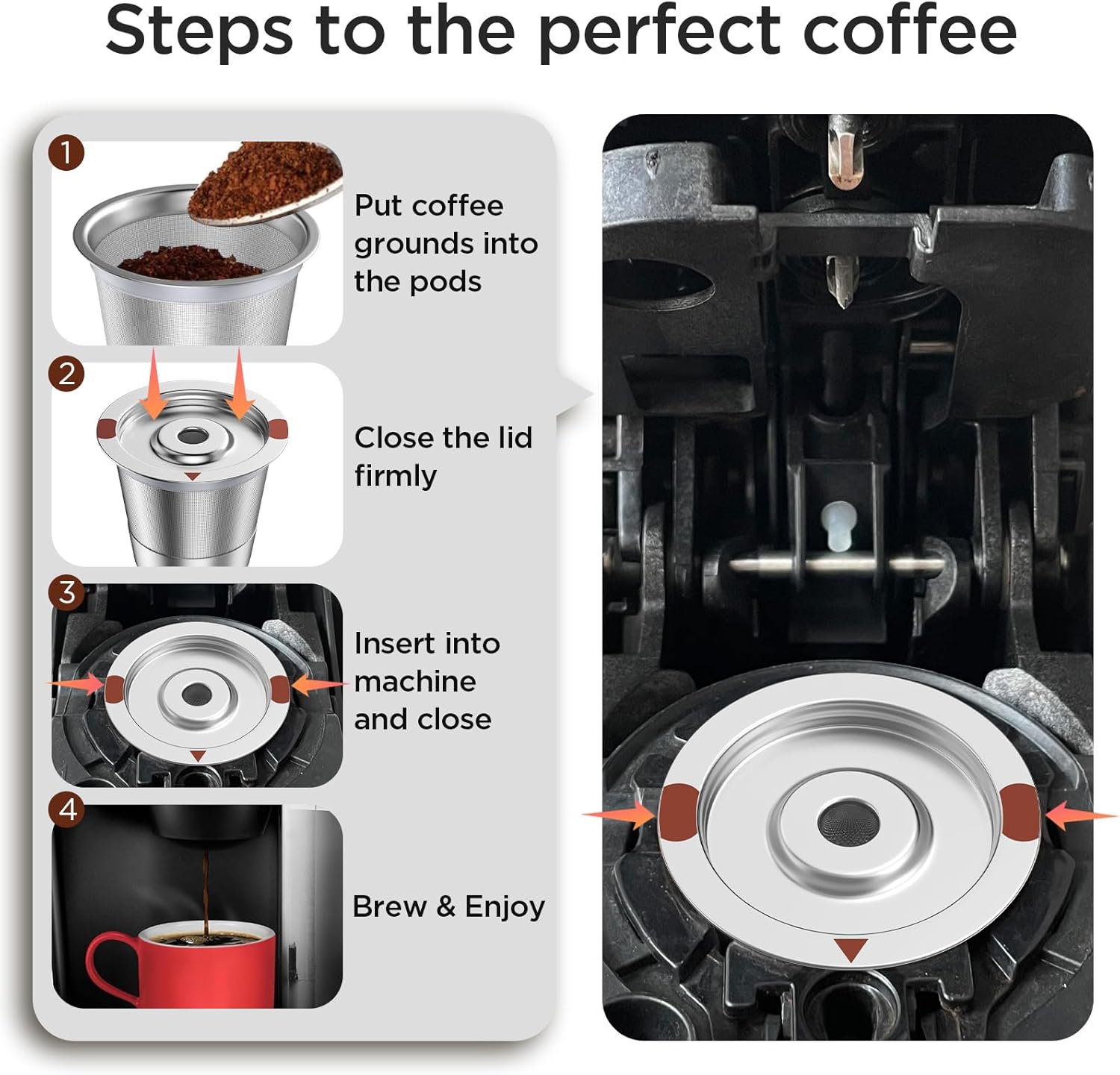 Noalto Reusable K Cups for Keurig,Stainless Steel Refillable Coffee Pods - Metal K Cup Reusable Coffee Filter for K-Classic K-Elite K-Express K-Mini Keurig 1.0 & 2.0, BPA Free (2 pack) - Image 4