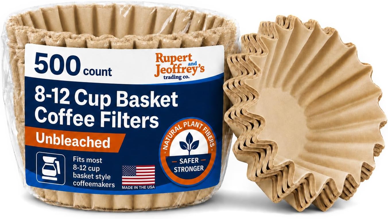 8-12 Cup Basket Coffee Filters (Natural Unbleached, 500)