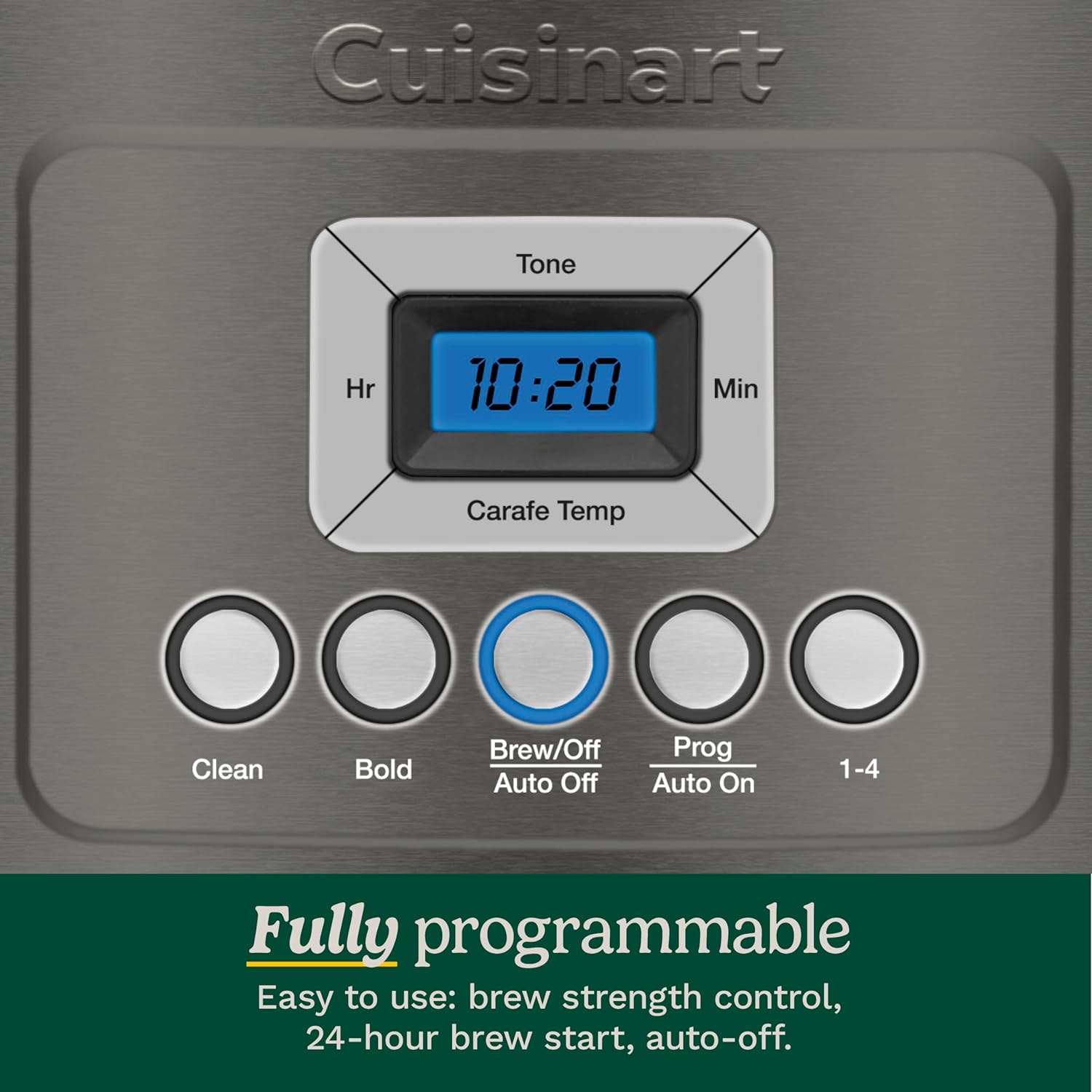 Cuisinart 14-Cup Coffee Maker, Programmable PerfecTemp Glass Carafe Coffee Machine with 1-4 Cup Setting, Brew Strength Control and Pause, Stainless Steel, DCC-3200BKSNAS, Black - Image 4