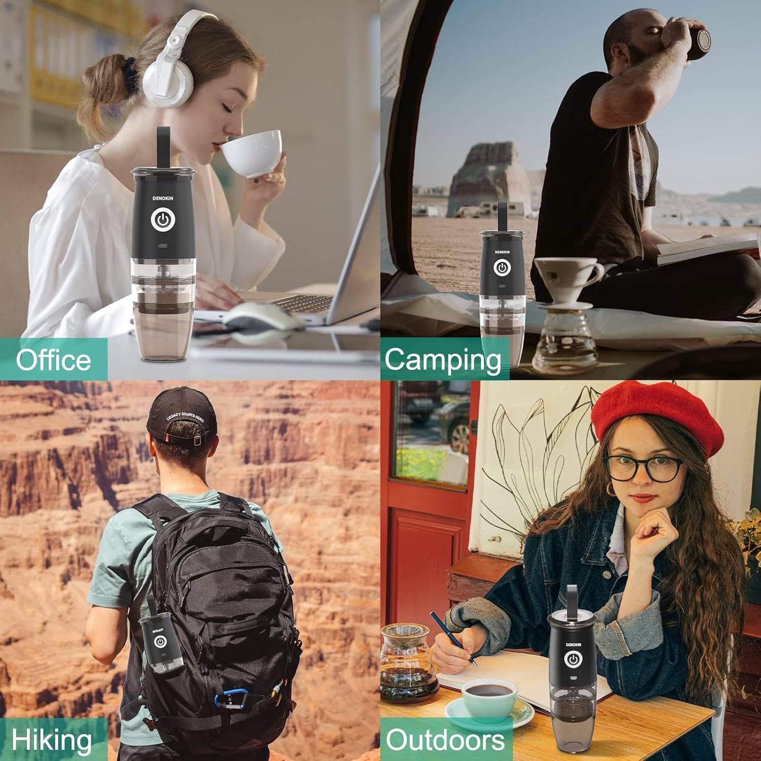 Portable Burr Coffee Grinder, Electric/Manual 2-in-1 Cafe Bean Grind Mill, USB Rechargable Mini Electric Coffee Grinder with 5 Grind Settings - Image 6