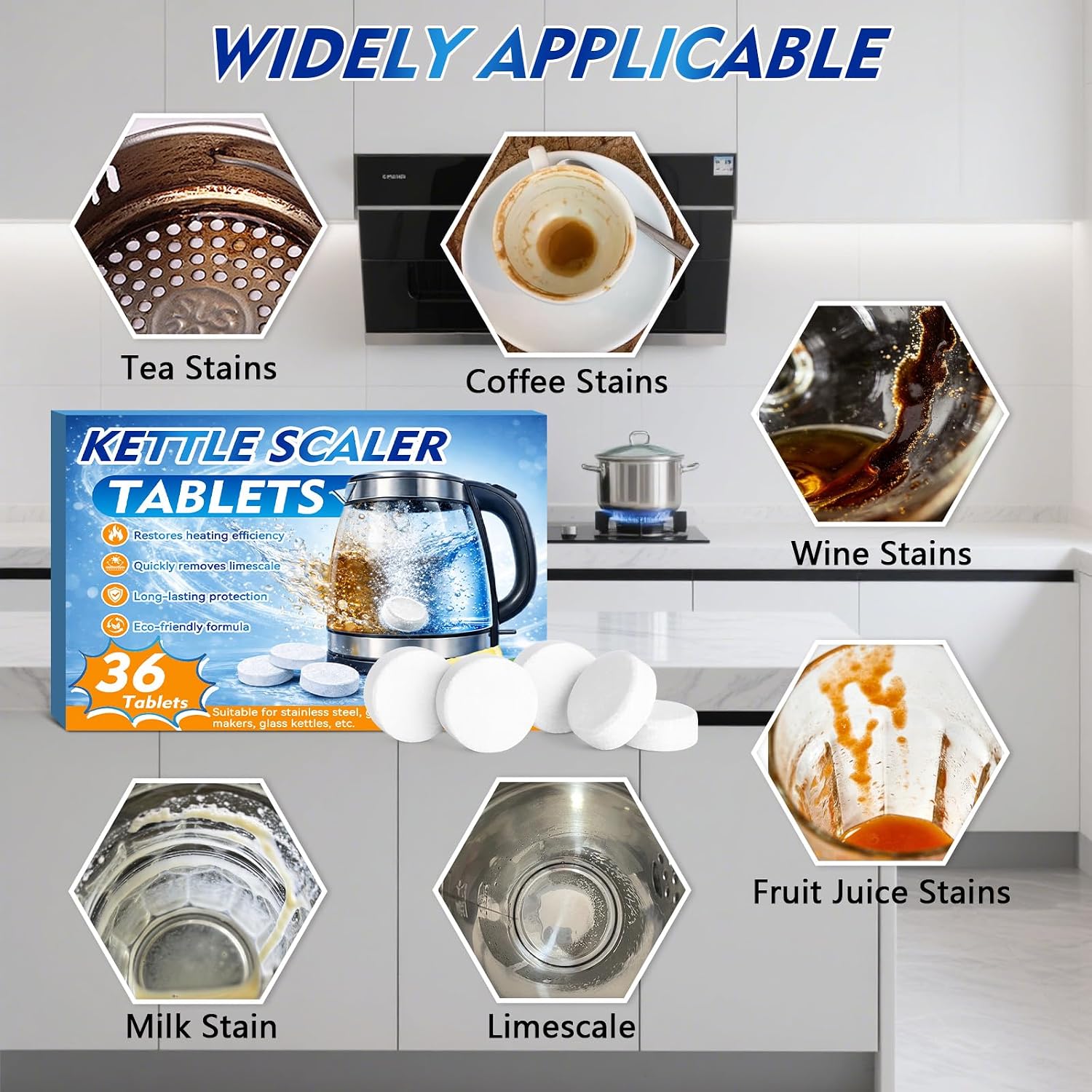 Kettle Descaler Tablet 36 Pcs, Citric Acid Limescale Remover for Kettles, Coffee Makers, Irons and Shower Heads, Powerful Descaling Tablets for Home Appliances - Image 3