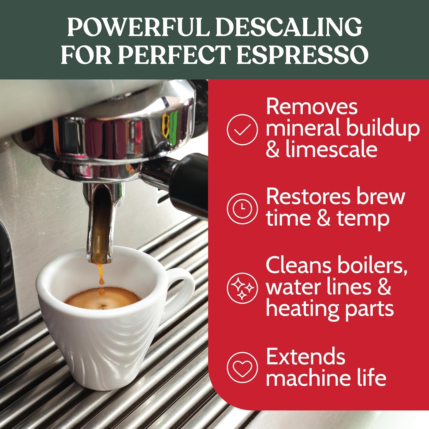 Roobi Professional Espresso Machine Descaling Powder. Carbon Neutral Espresso Descaler Powder. Up to 21 uses, 600gr. - Image 2