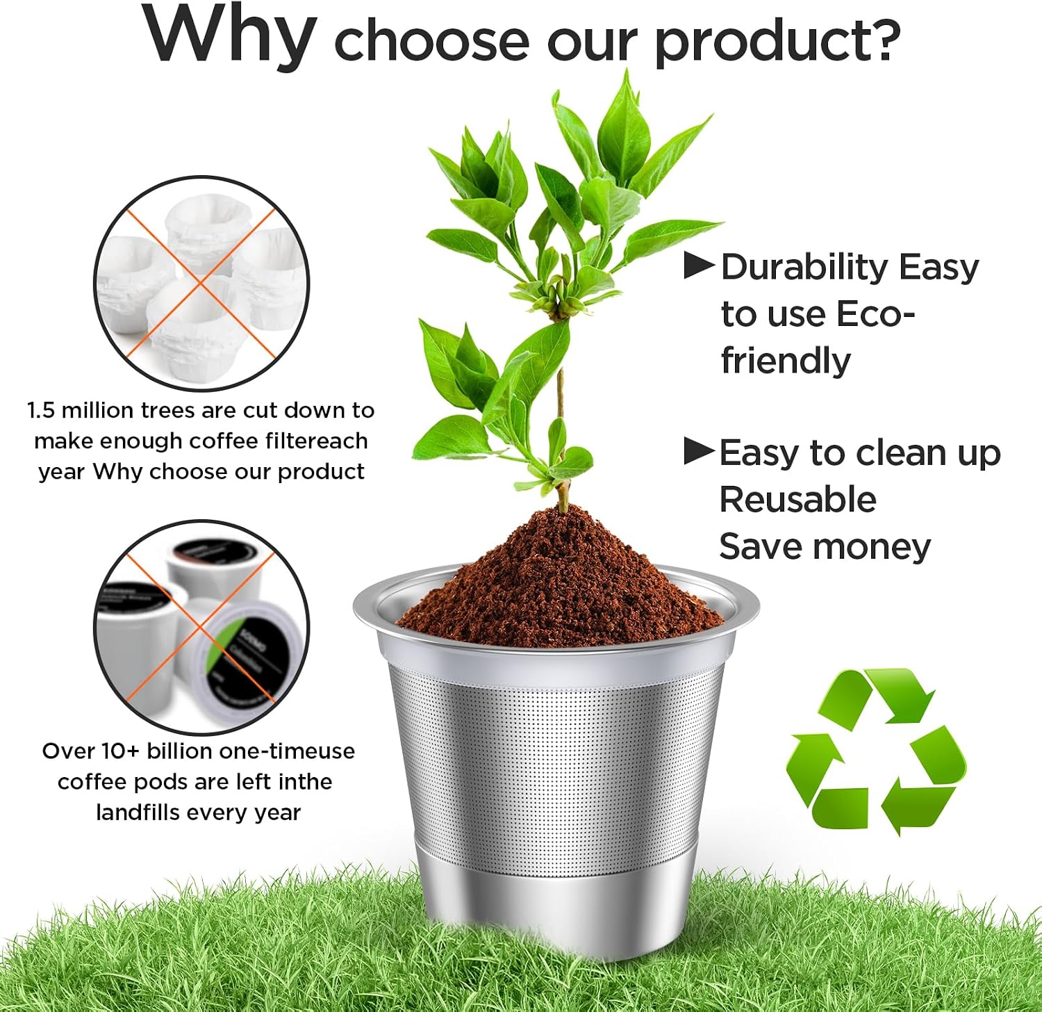 Noalto Reusable K Cups for Keurig,Stainless Steel Refillable Coffee Pods - Metal K Cup Reusable Coffee Filter for K-Classic K-Elite K-Express K-Mini Keurig 1.0 & 2.0, BPA Free (2 pack) - Image 5