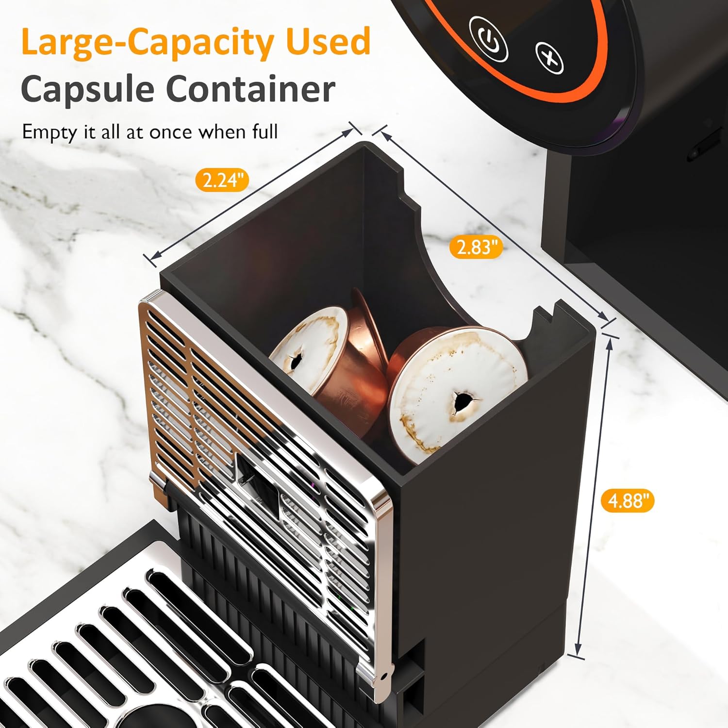 SUNVIVI Espresso Pod Machine for Home, Capsule Coffee Maker for NS Original Pods, 20 Bar Single Serve Mini Pod Maker with 22oz Removable Water Tank, Adjustable Cup Tray for Home & Office, Black - Image 6