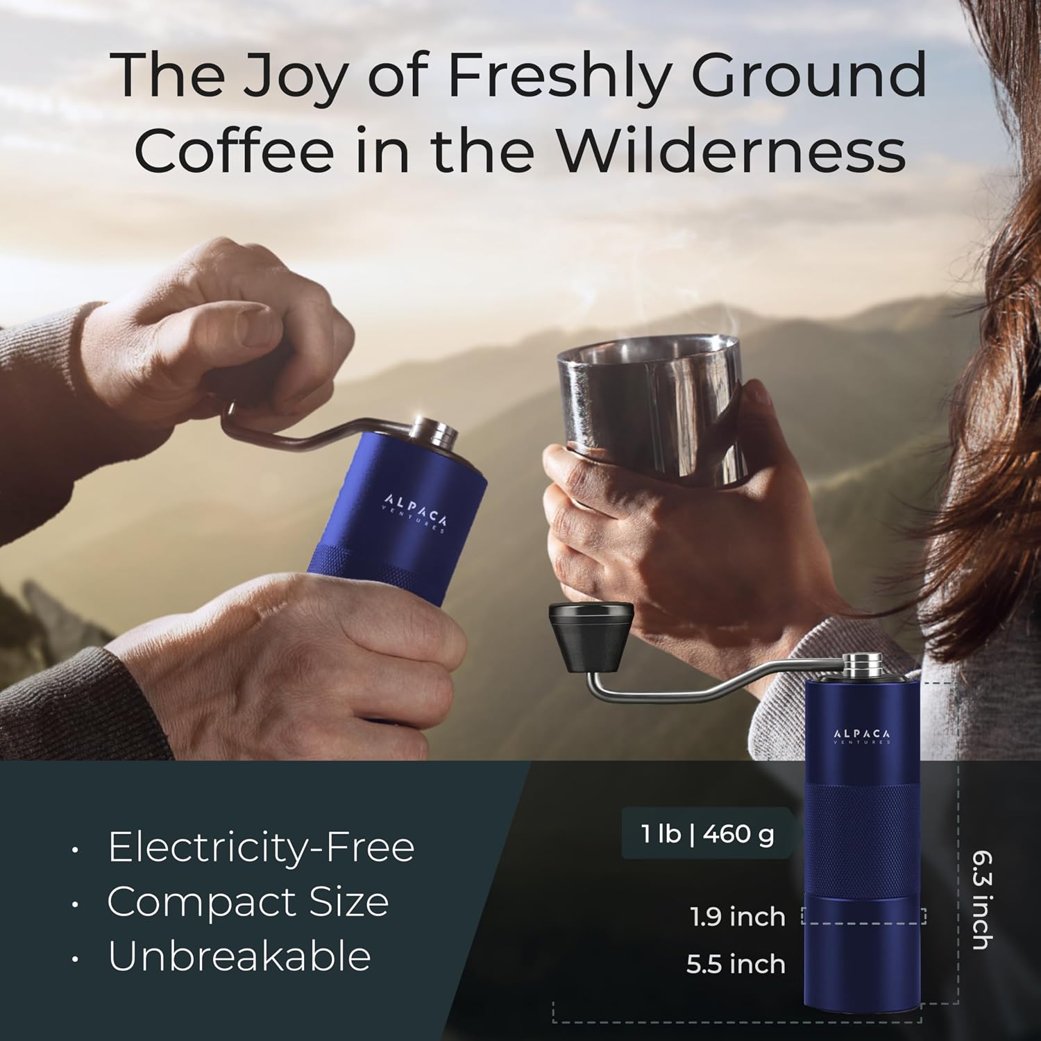 Premium Manual Coffee Grinder for Espresso, Pour Over & French Press with Stainless Steel Conical Burr, Precision Adjustable Hand Grinder, Compact Travel Size - by Alpaca Ventures - Image 6