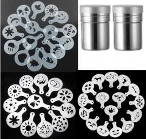 44 Coffee Stencils+2 Mesh Powder Sh...