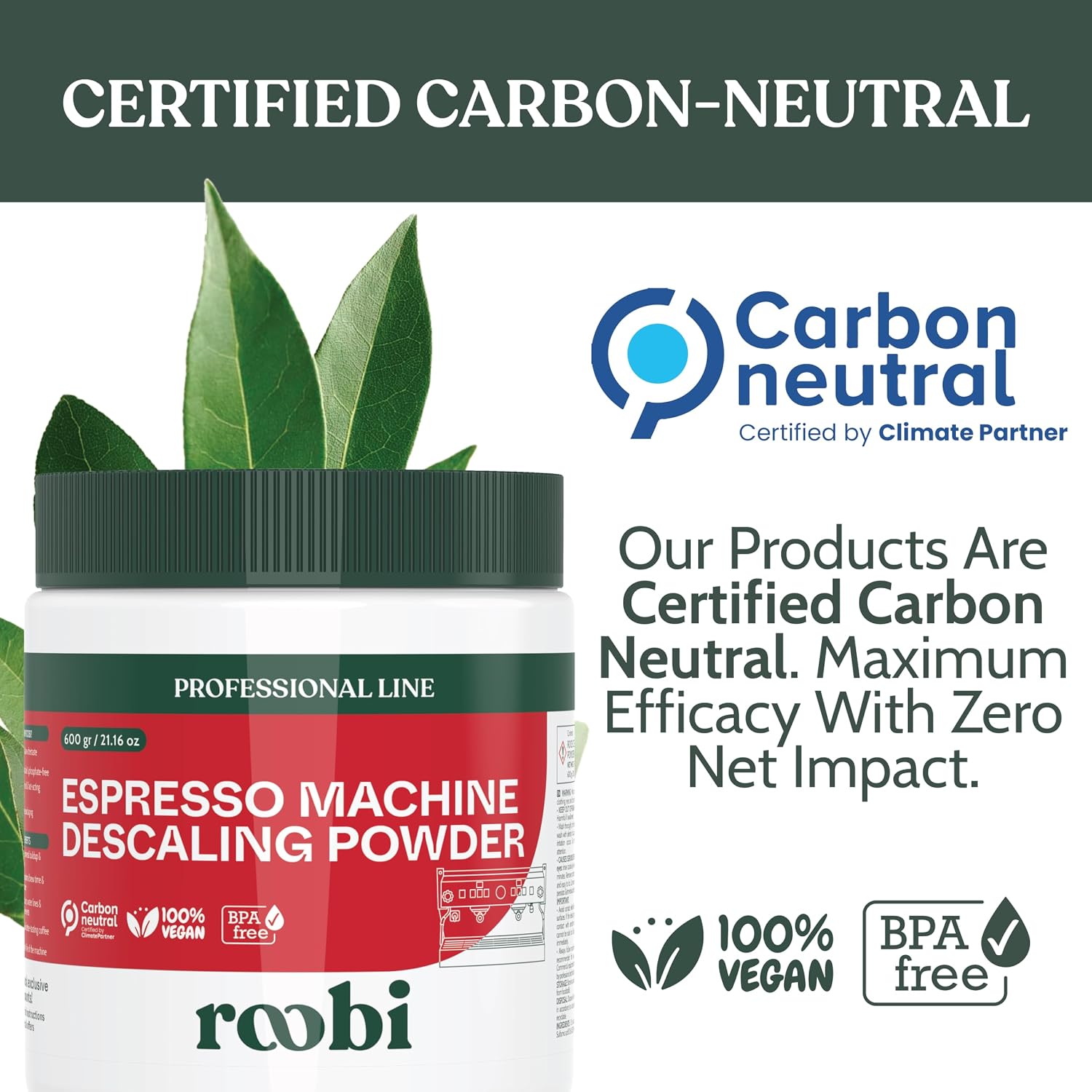 Roobi Professional Espresso Machine Descaling Powder. Carbon Neutral Espresso Descaler Powder. Up to 21 uses, 600gr. - Image 9