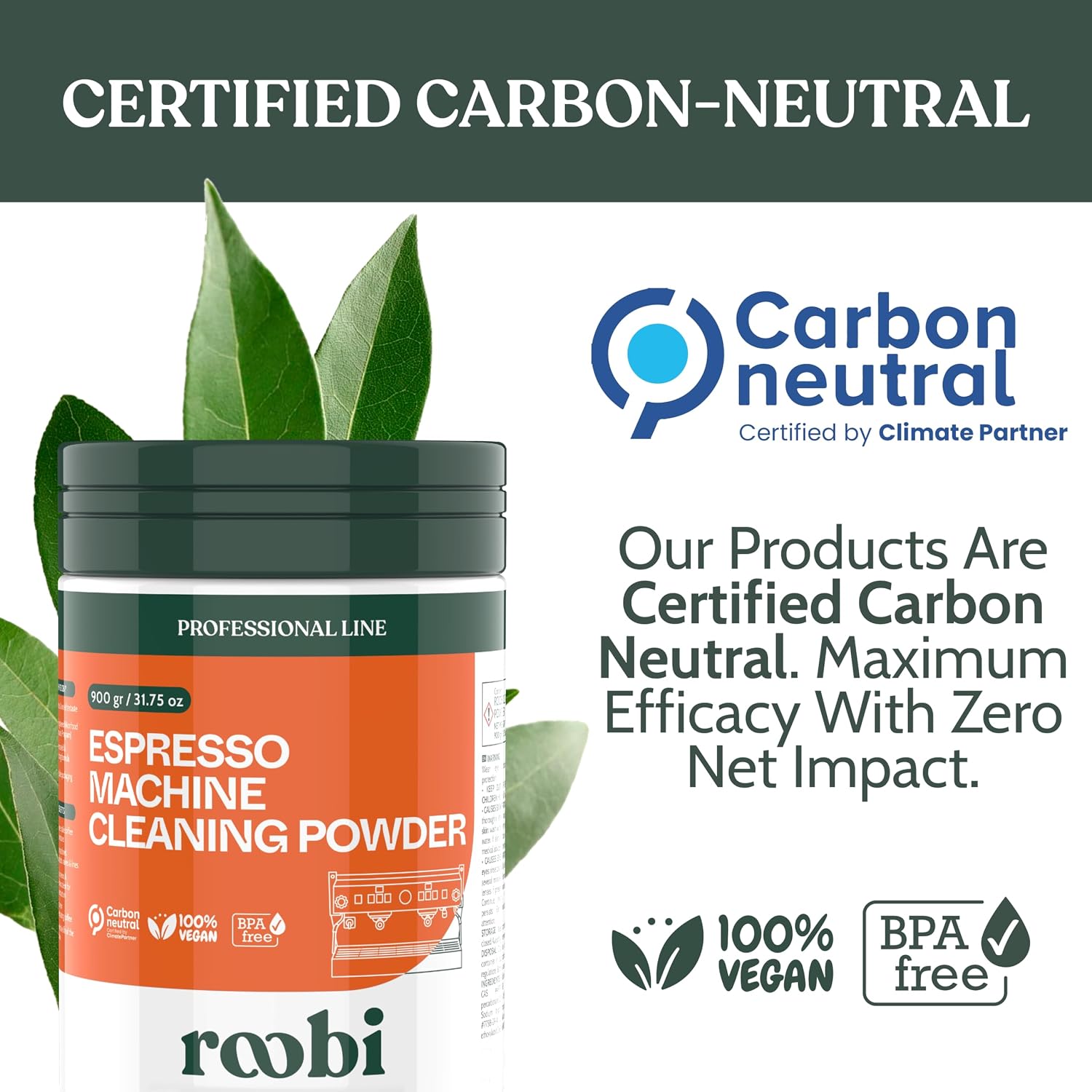 Roobi Professional Espresso Machine Cleaning Powder. Carbon Neutral Espresso Cleaner Powder. Up to 90 uses, 900gr. - Image 9