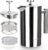 Secura French Press Coffee Maker, 304 Grade Stainless Steel Insulated Coffee Press with 2 Extra Screens, 34oz (1 Litre), Silver