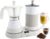 FUOCCI Electric Moka Pot with Milk Frother – 3-Cup (150 ml) Modern Espresso Maker for Coffee, Cappuccino, Latte, Mocha & Cuban, White