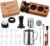 28-Piece 51mm Espresso Accessories Kit with Wood Tamping Station | Wood tamping station with tamper, distributor, WDT tool, dosing funnel, milk pitcher, puck screen and latte art accessories